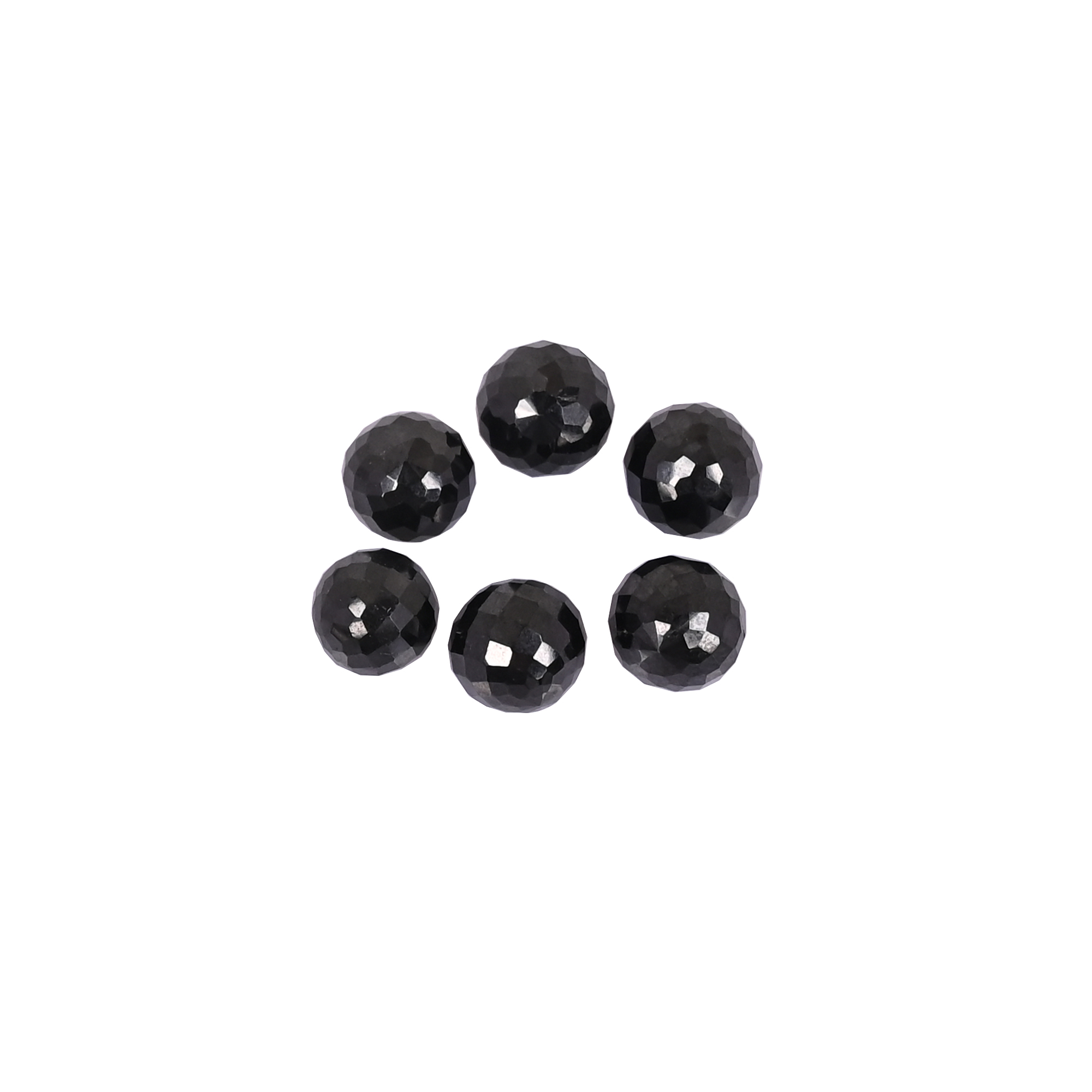 Natural Black Onyx Gemstone 8x8mm Ball Faceted Round Loose Stone for Jewelry Making
