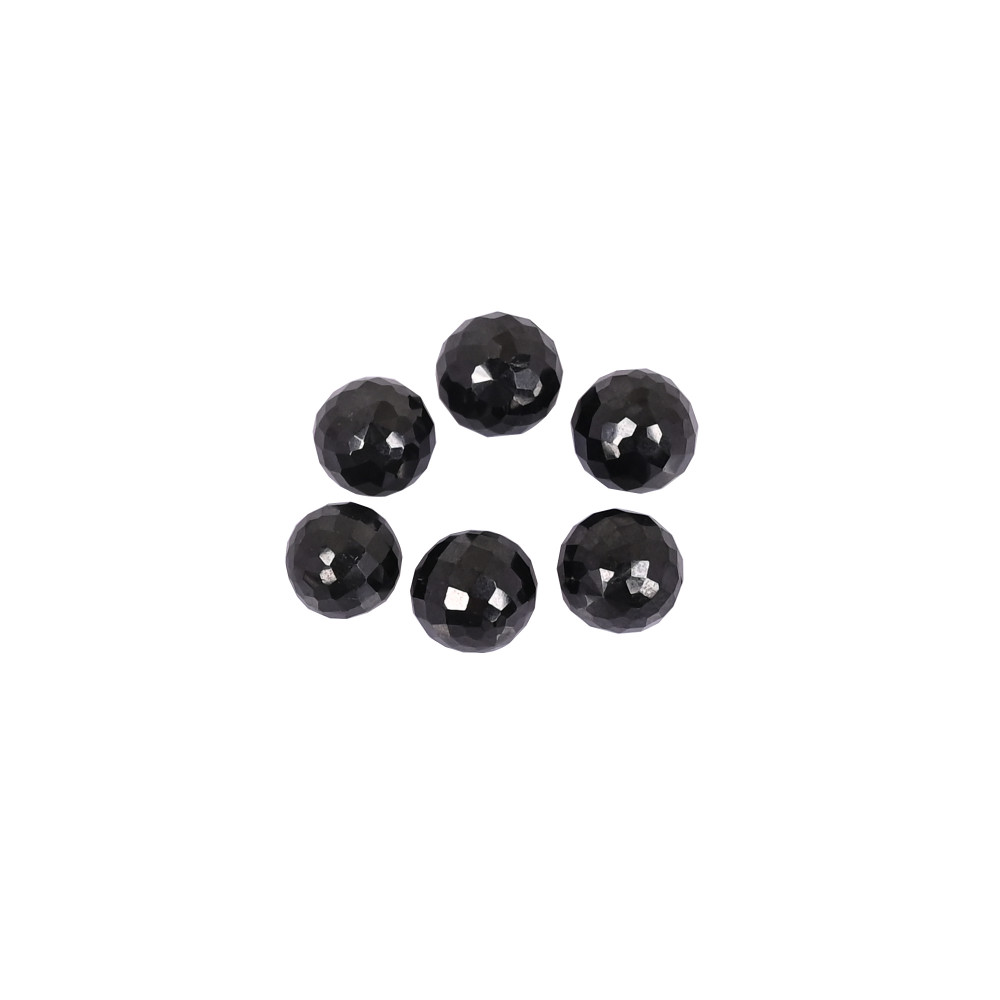 Image of Natural Black Onyx Gemstone 8x8mm Ball Faceted Round Loose Stone for Jewelry Making