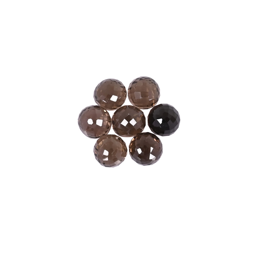 Image of Natural Smoky Quartz Gemstone 8mm Ball Faceted Round Loose Stone for Jewelry Making
