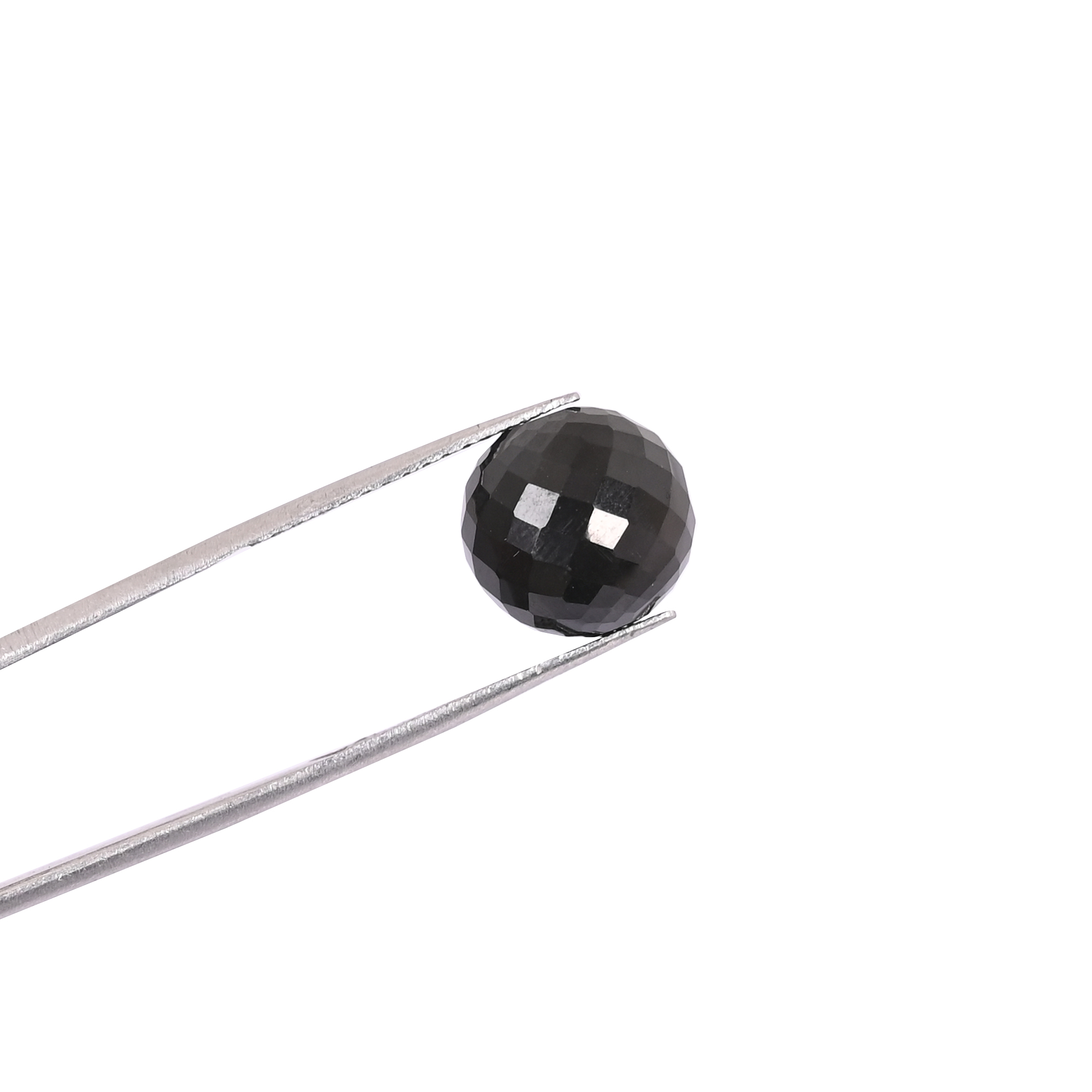 Natural Black Onyx Gemstone 12mm Faceted Cut Round 960 Carat Loose Stone for Jewelry Making