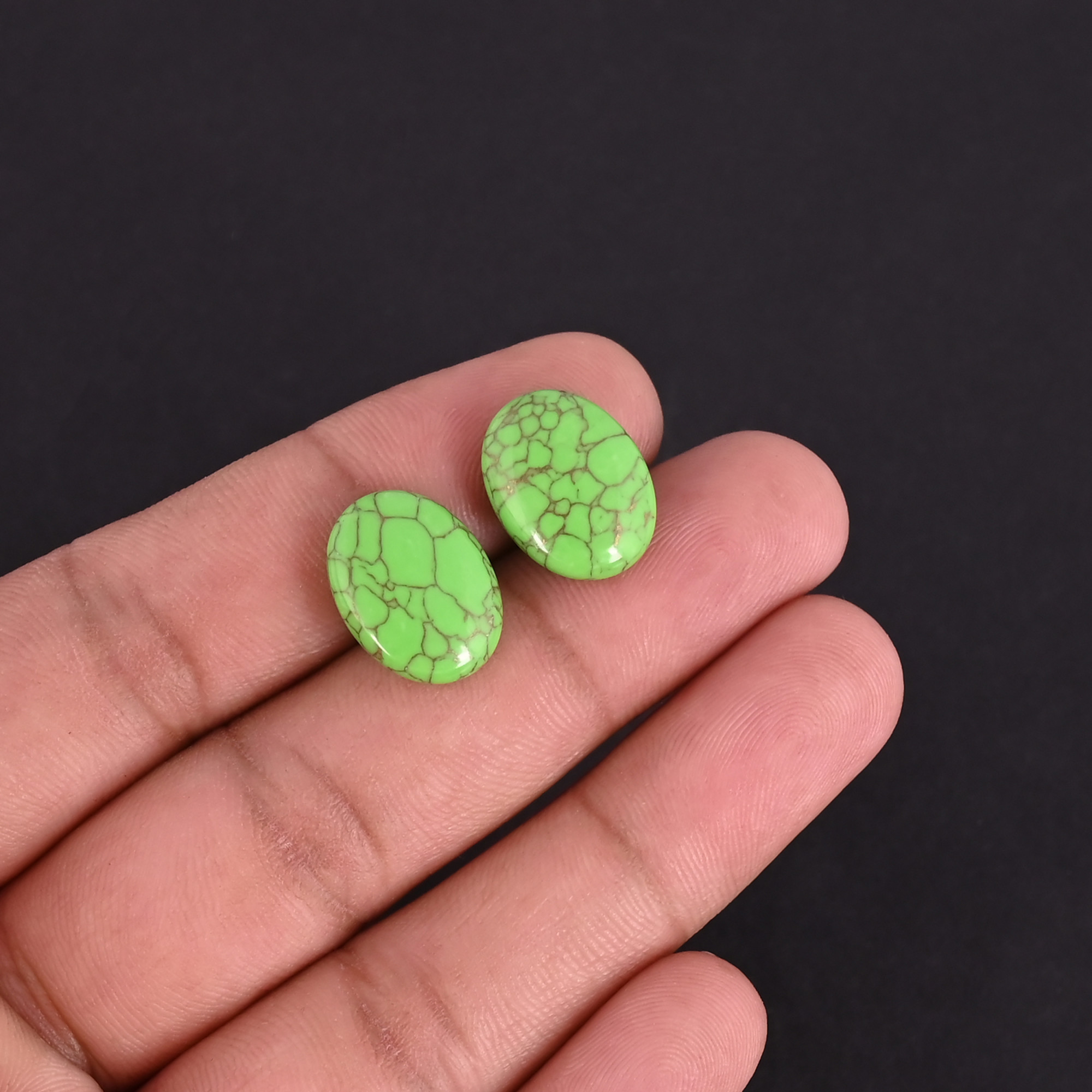 Green Copper Turquoise Oval Cabochon Loose Gemstone Wholesale Lot For Jewelry Making