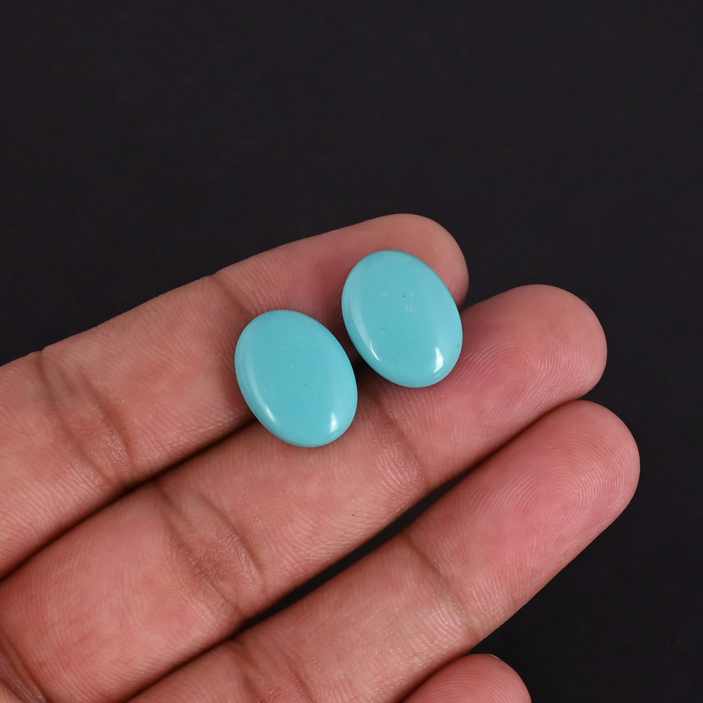 Image of Synthetic Turquoise Cabochon Jewelry Findings 12x16mm Oval Shape Gemstones Jewelry Making Gemstones For Earrings Rings