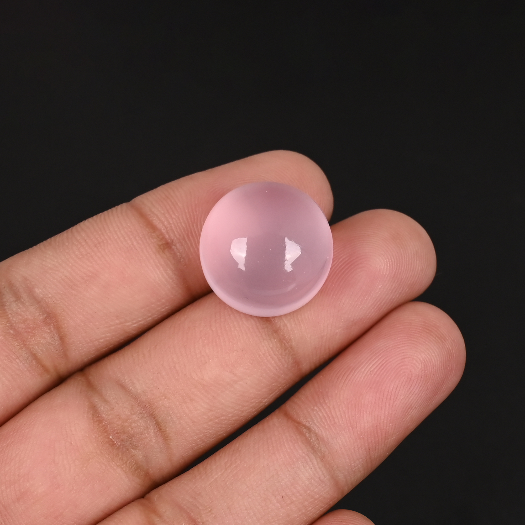 Ishu Gems Natural Rose Quartz Round Cabochon Polished Loose Gemstone 18mm 27 Carat Customizable for Jewelry Making