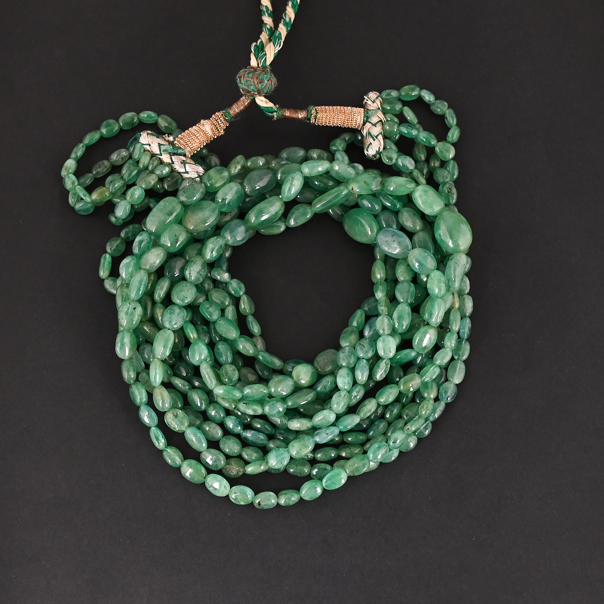 High Quality Natural Emerald Multi Layer Necklace Handmade Gemstone Jewelry