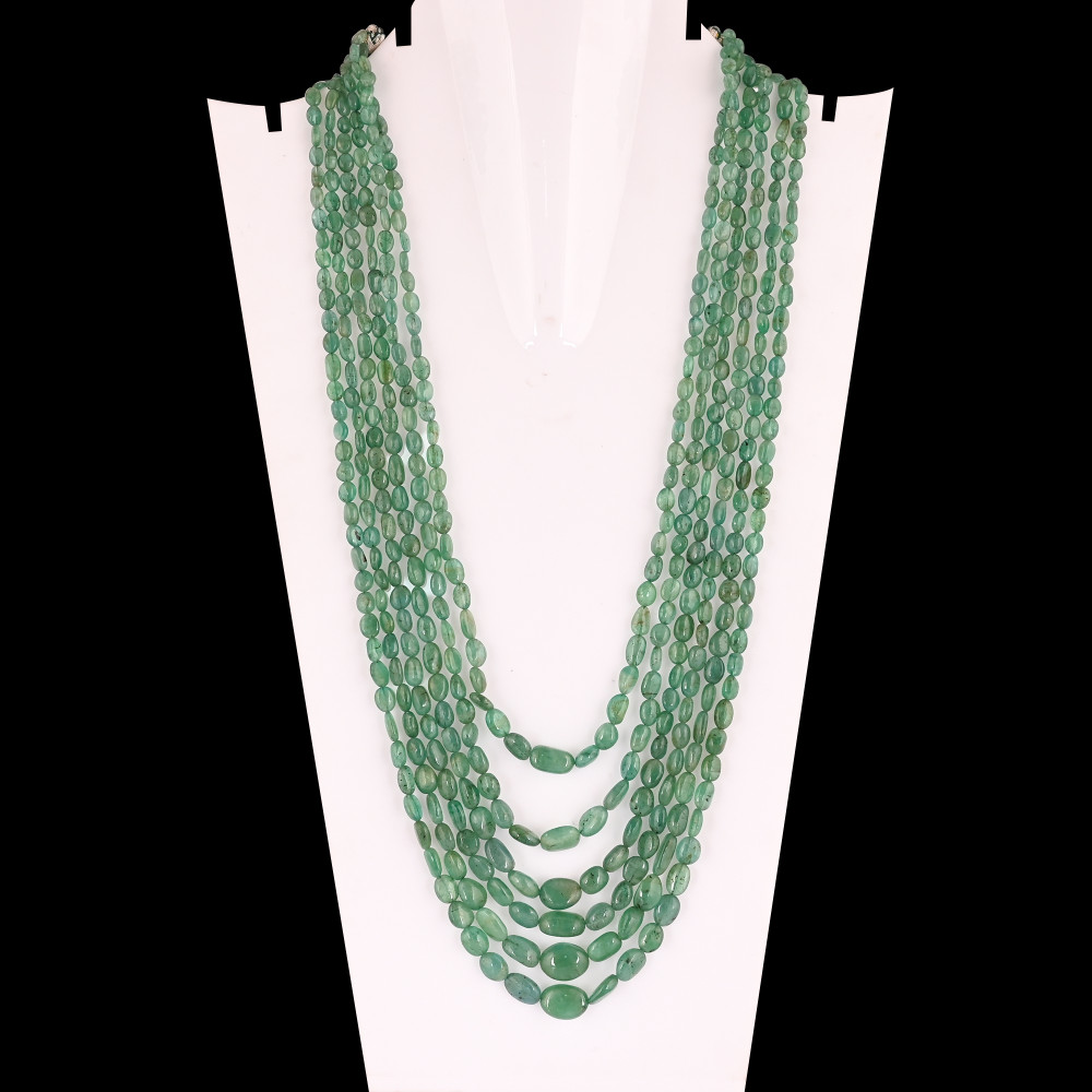 Image of High Quality Natural Emerald Multi Layer Necklace Handmade Gemstone Jewelry