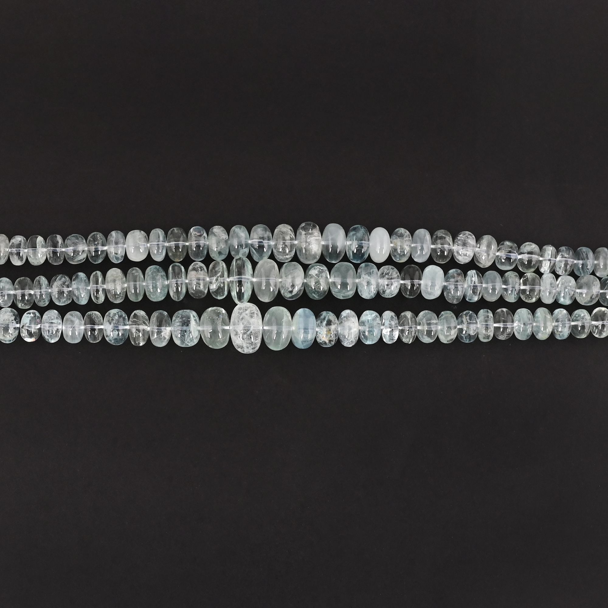 Natural Aquamarine Multi Layer Bati Shaped Beaded Necklace Classic Gemstone Jewelry
