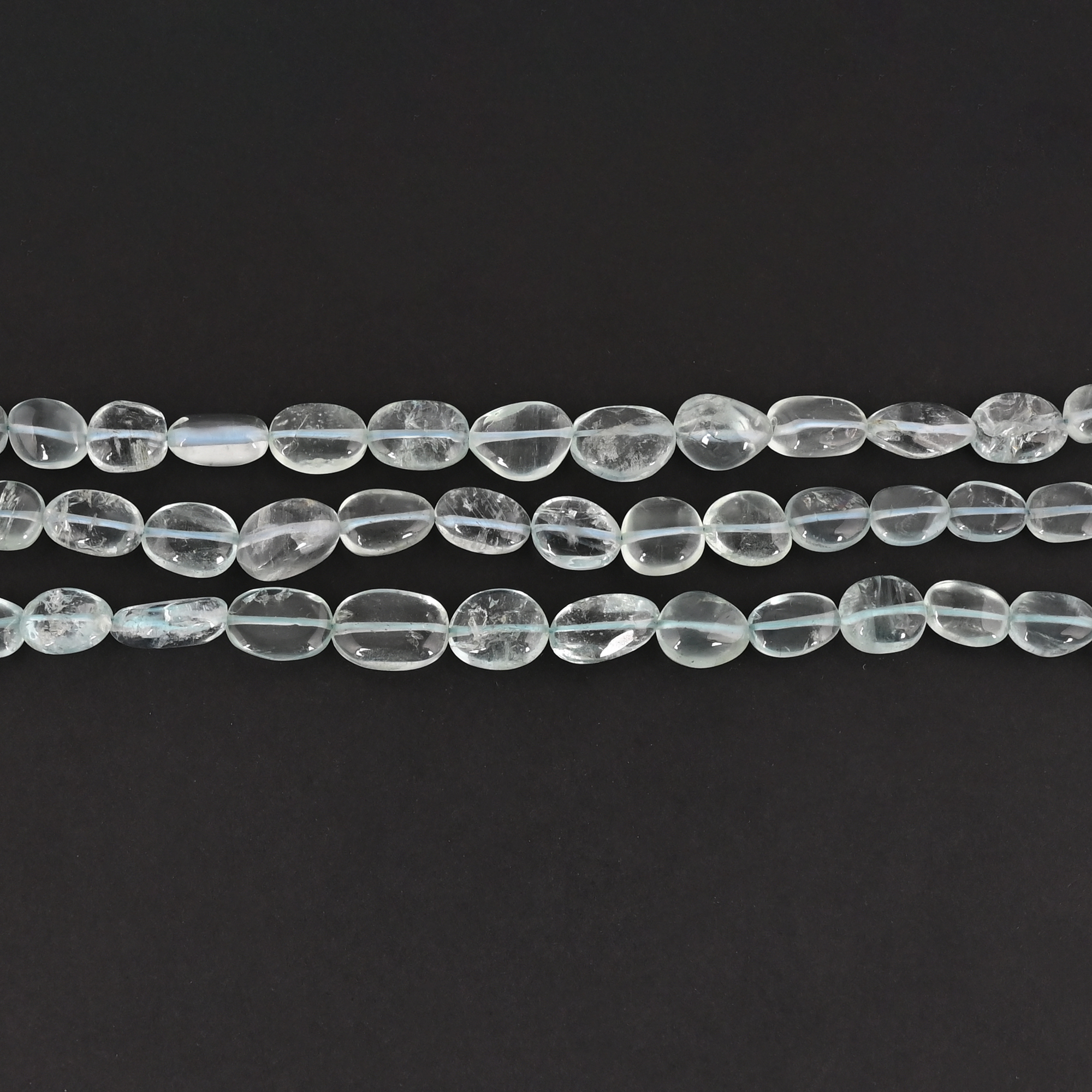 Natural Aquamarine Multi Layer Beaded Necklace Handmade Classic Gemstone Jewelry