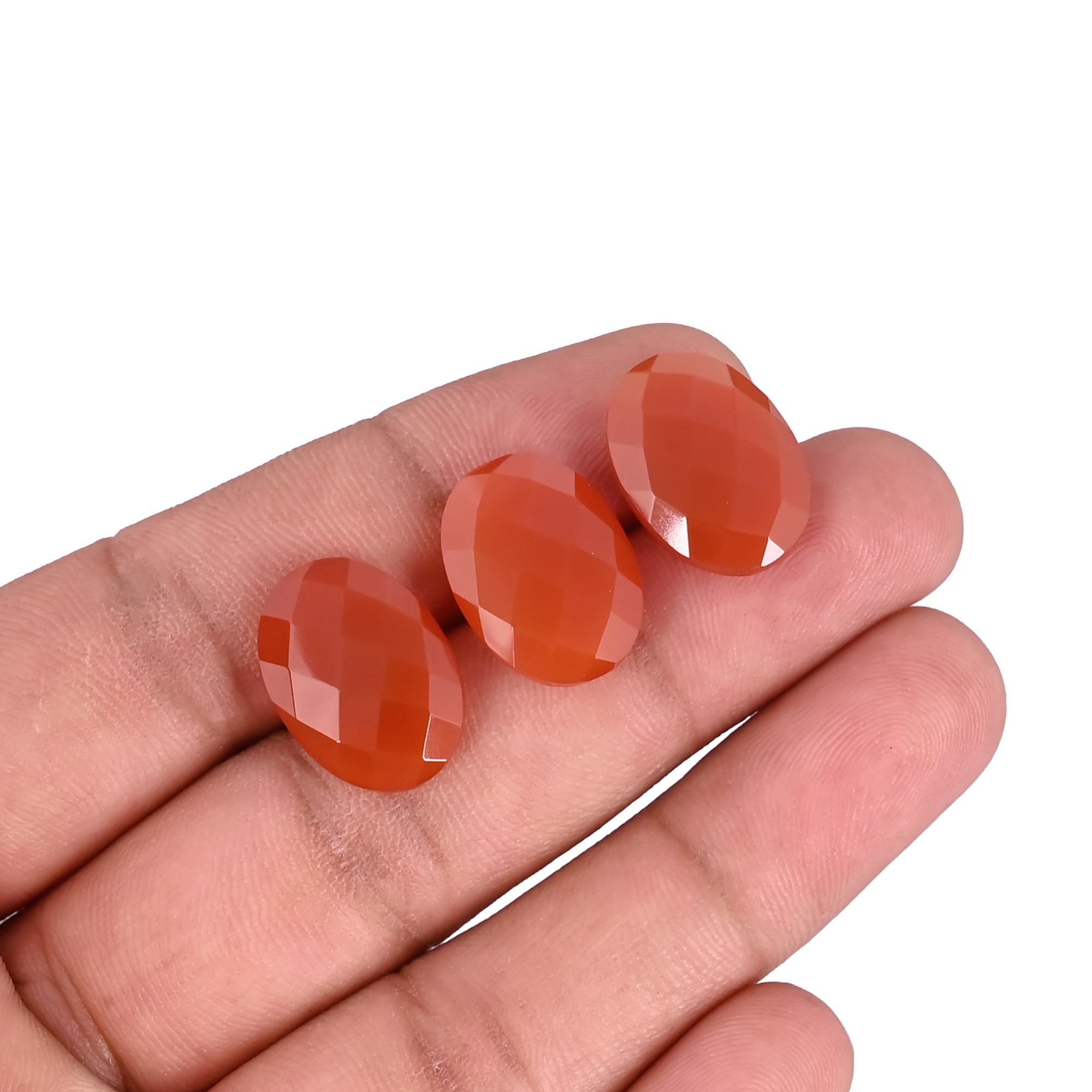 Wholesale Lot Red Onyx Loose Oval Checker Cut Gemstone Lot Stone For Jewelry Making Ring Earring