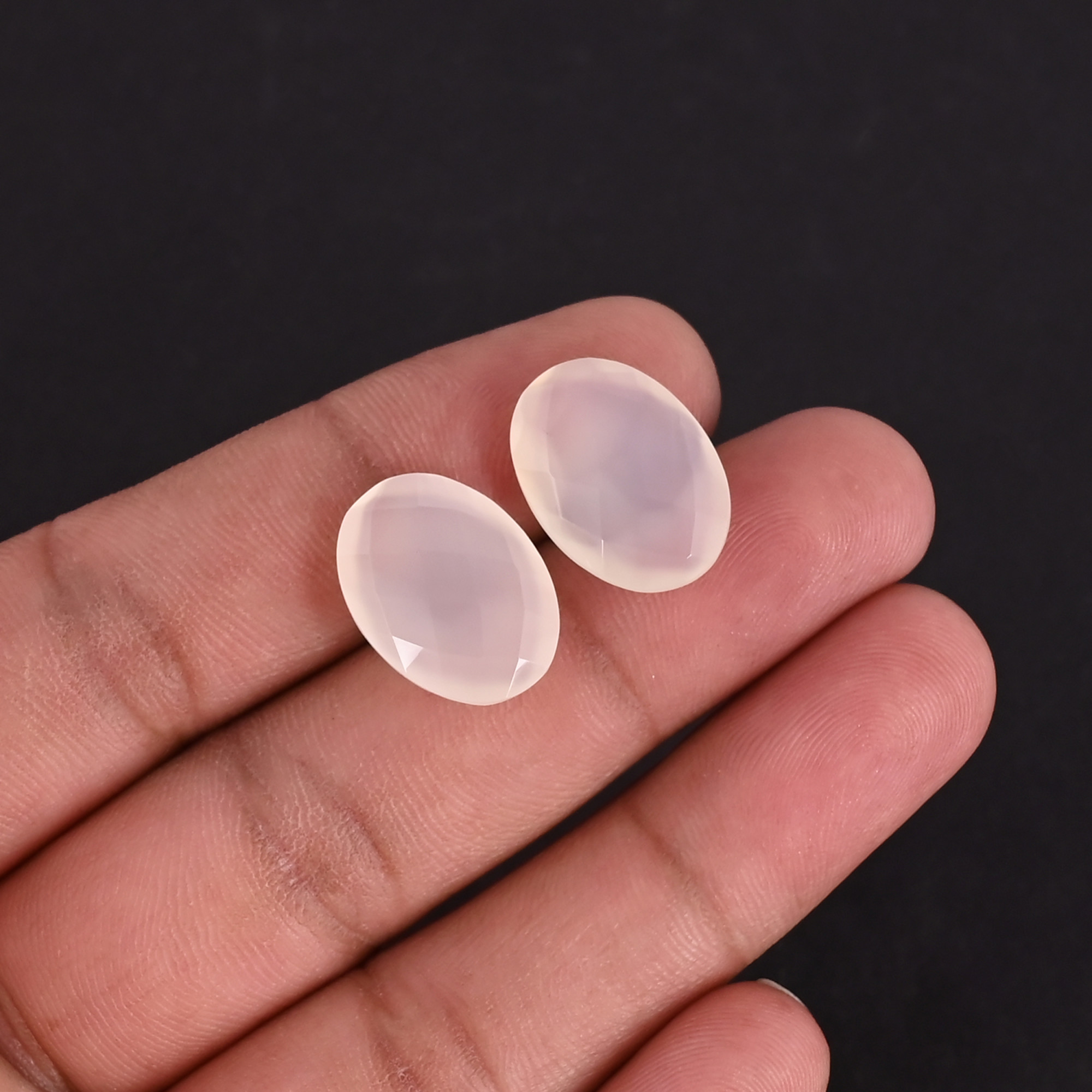 Wholesale Lot White Onyx Loose Oval Checker Cut Gemstone Lot Stone For Jewelry Making Ring Earring
