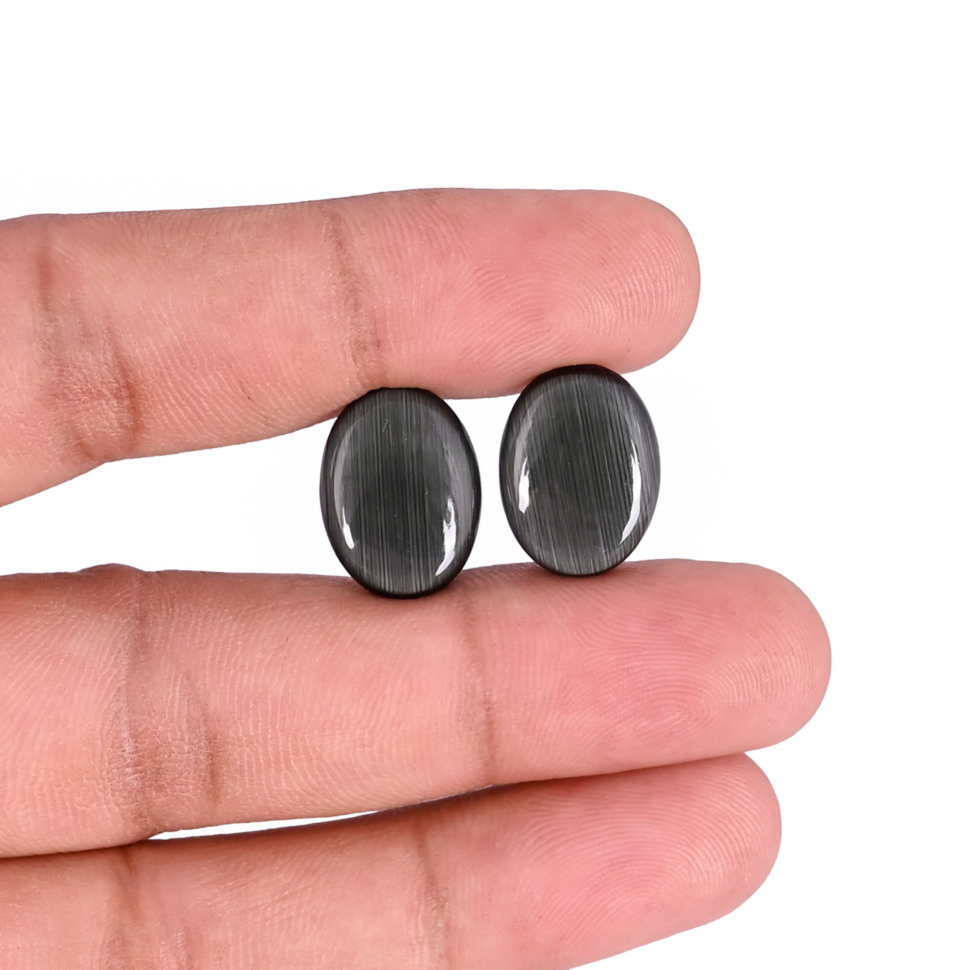 Wholesale Grey Cats Eye Loose Oval Gemstone Lot Stone For Custom Jewelry Making Ring Earring