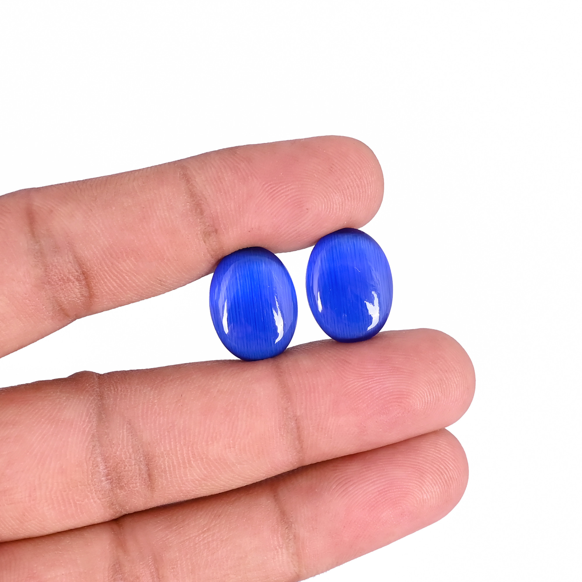 Wholesale Blue Cat Loose Oval Gemstone Lot Stone For Custom Jewelry Making Ring Earring