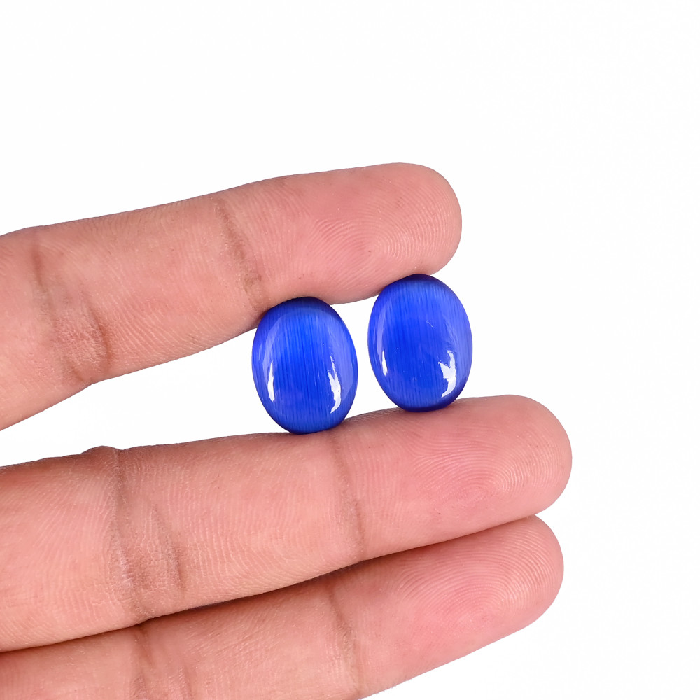 Image of Wholesale Blue Cat Loose Oval Gemstone Lot Stone For Custom Jewelry Making Ring Earring