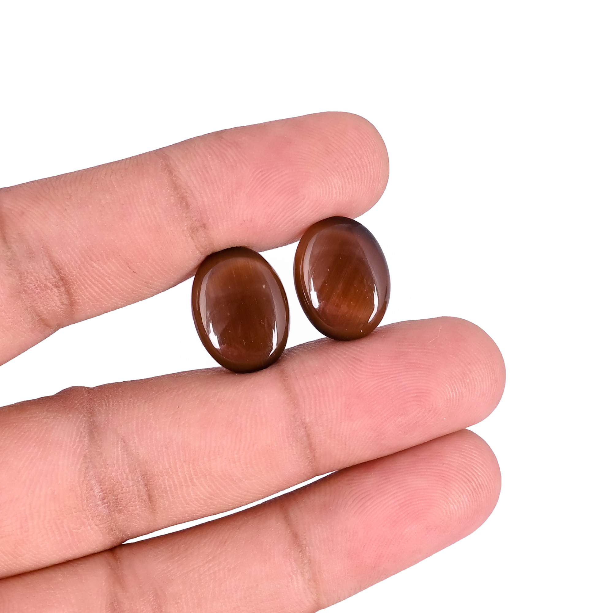 Lab Dark Brown Cats Eye Oval Cabochons Cats Eye Calibrated Gemstone 16x12 mm Loose Gemstones for Jewelry Making Ring Earrings