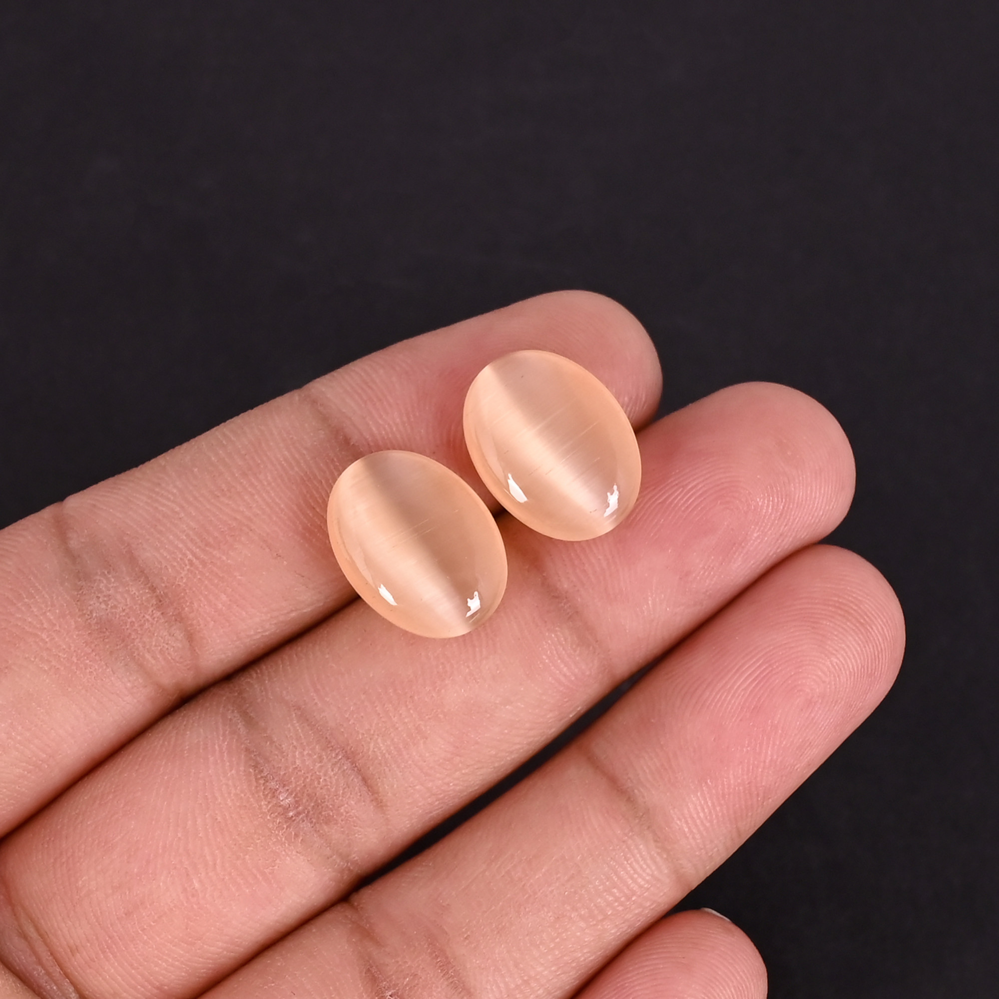 Wholesale Lot Peach Cats Eye Loose Oval Gemstone Lot Stone For Jewelry Making Ring Earring