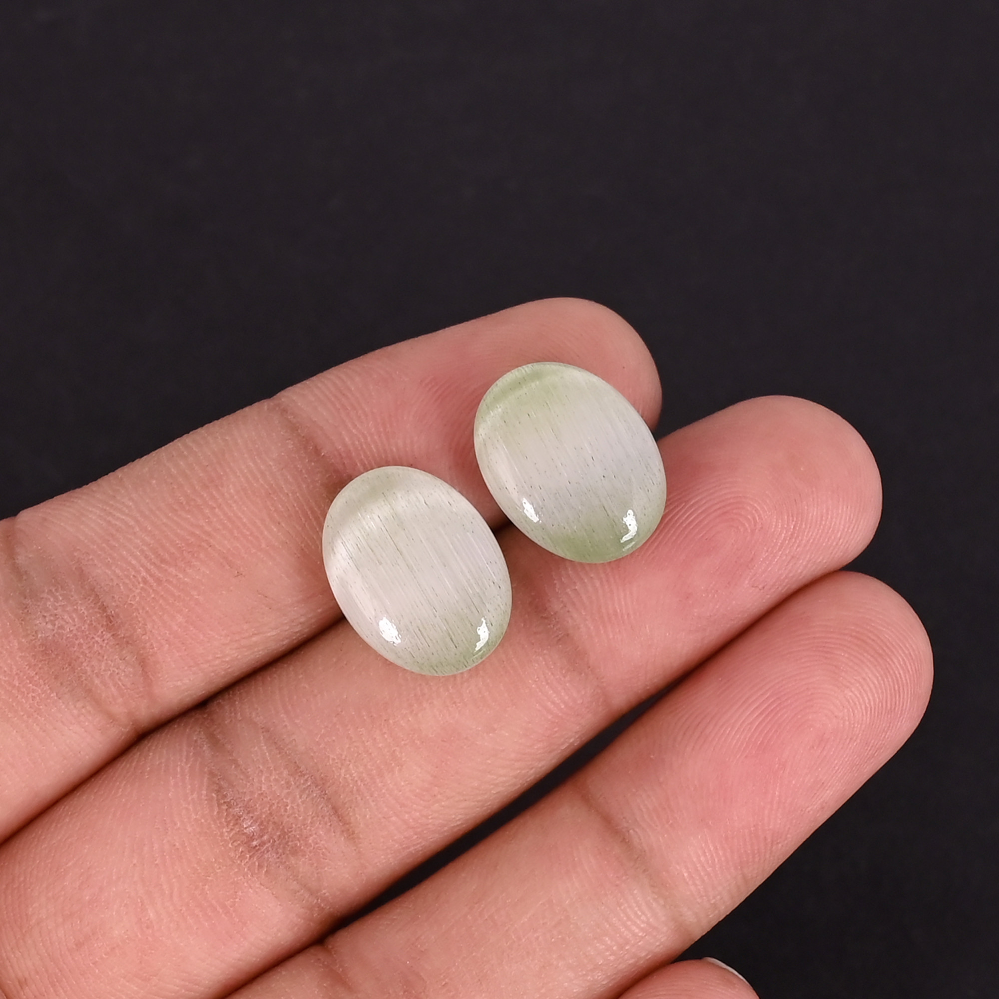 Lite Green Cats Eye Loose Oval Cabochon Gemstone Wholesale Lot Stone For Jewelry Making Stone Ring Earring