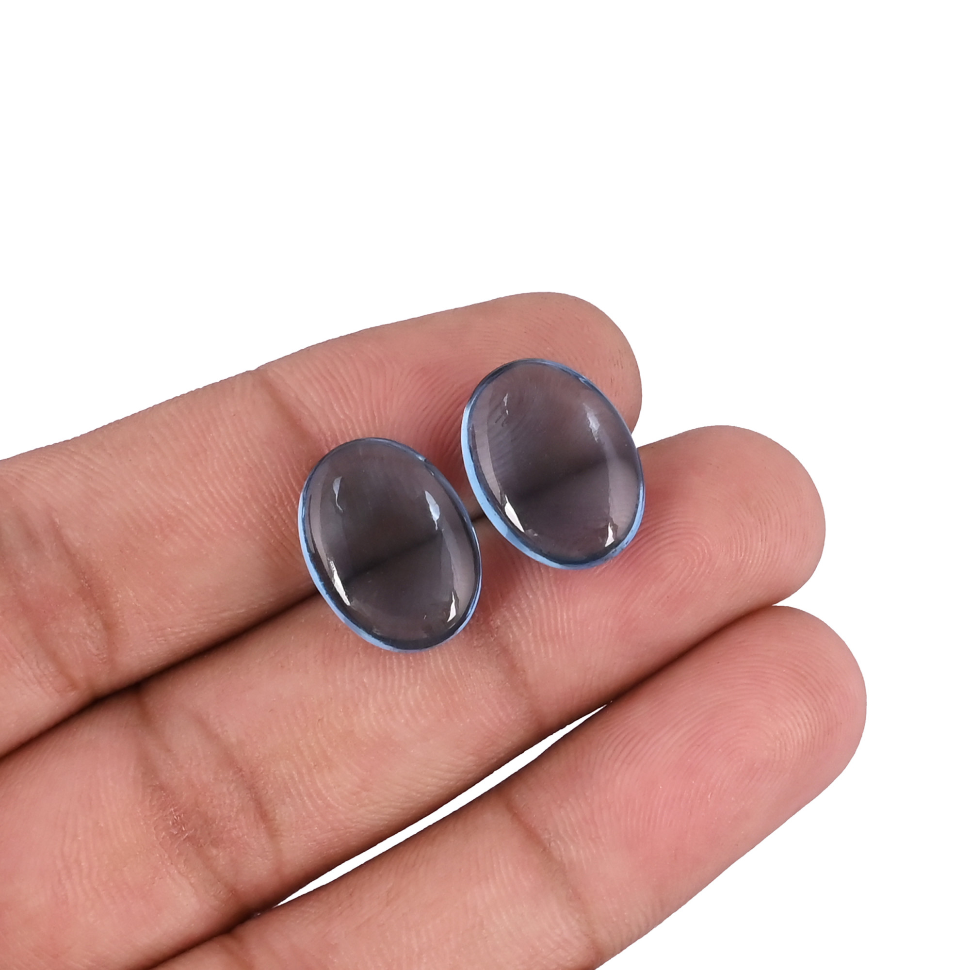 London Blue Topaz Hydro 16x12 MM Oval Cabochon Loose Gemstone for Jewelry Making Ring Earrings Handcrafted Gemstones