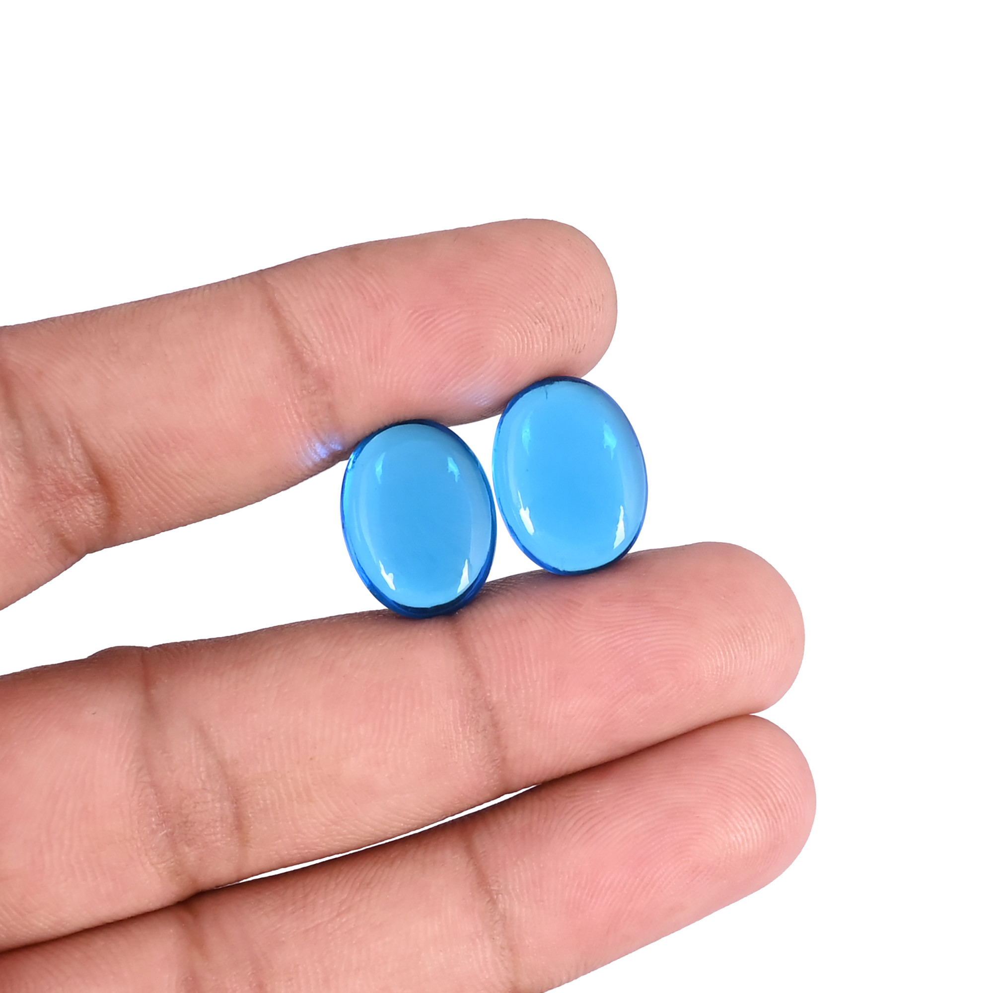Sparkling Sky Blue Topaz Hydro Quartz Smooth 16x12mm Oval Cabochon Loose Gemstone Jewelry Making Dangle Earring