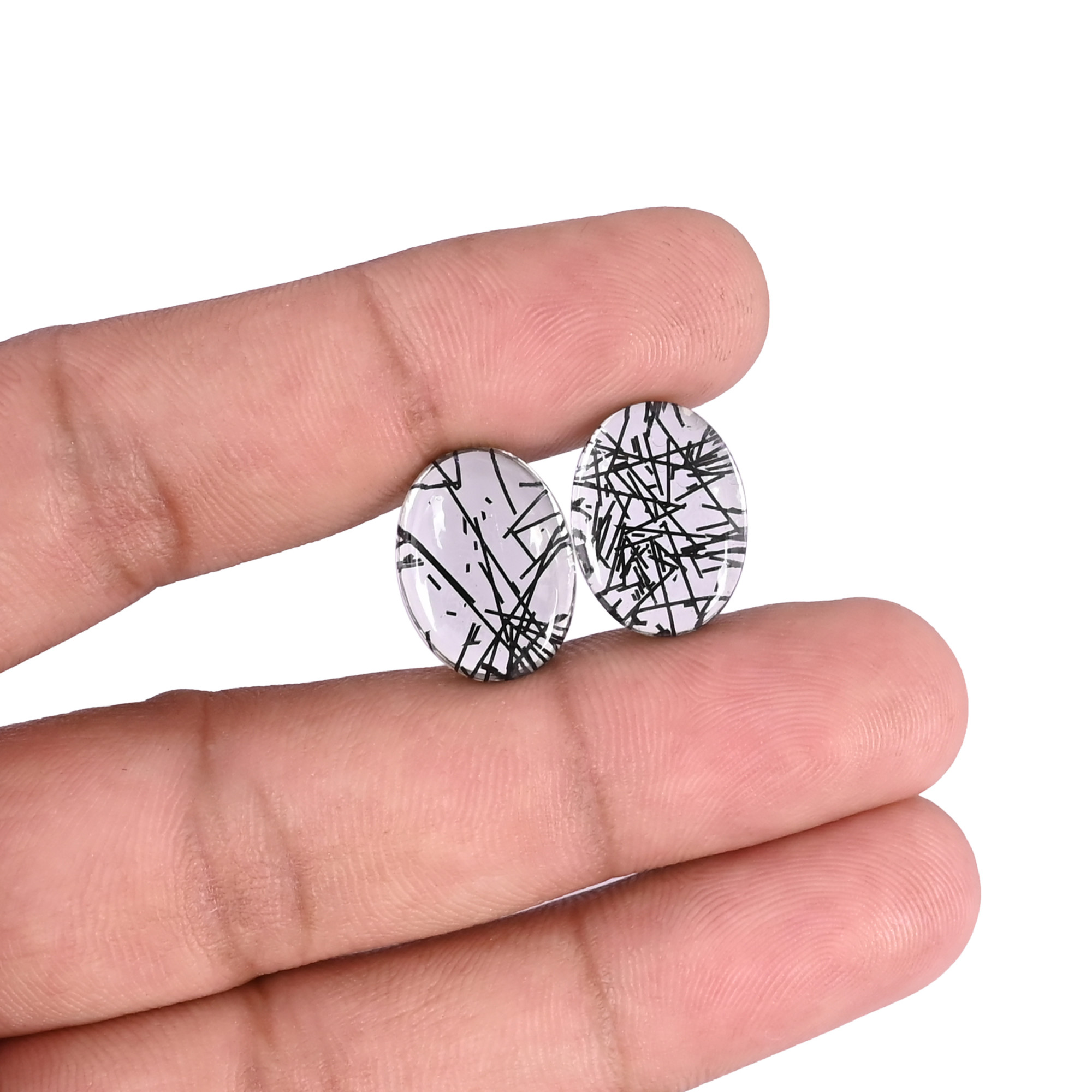 Black Rutile Loose Oval Cabochon Gemstone Wholesale Lot Stone For Jewelry Making Stone Ring Earring