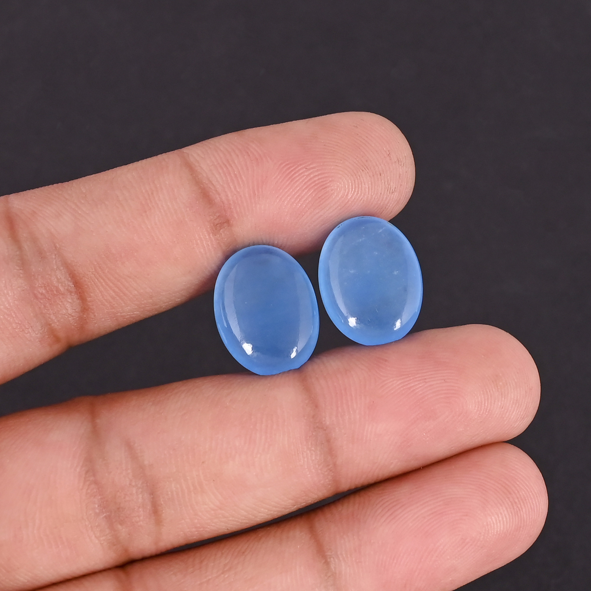 Wholesale Blue Jade Loose Oval Gemstone Lot Stone For Custom Jewelry Making Ring Earring