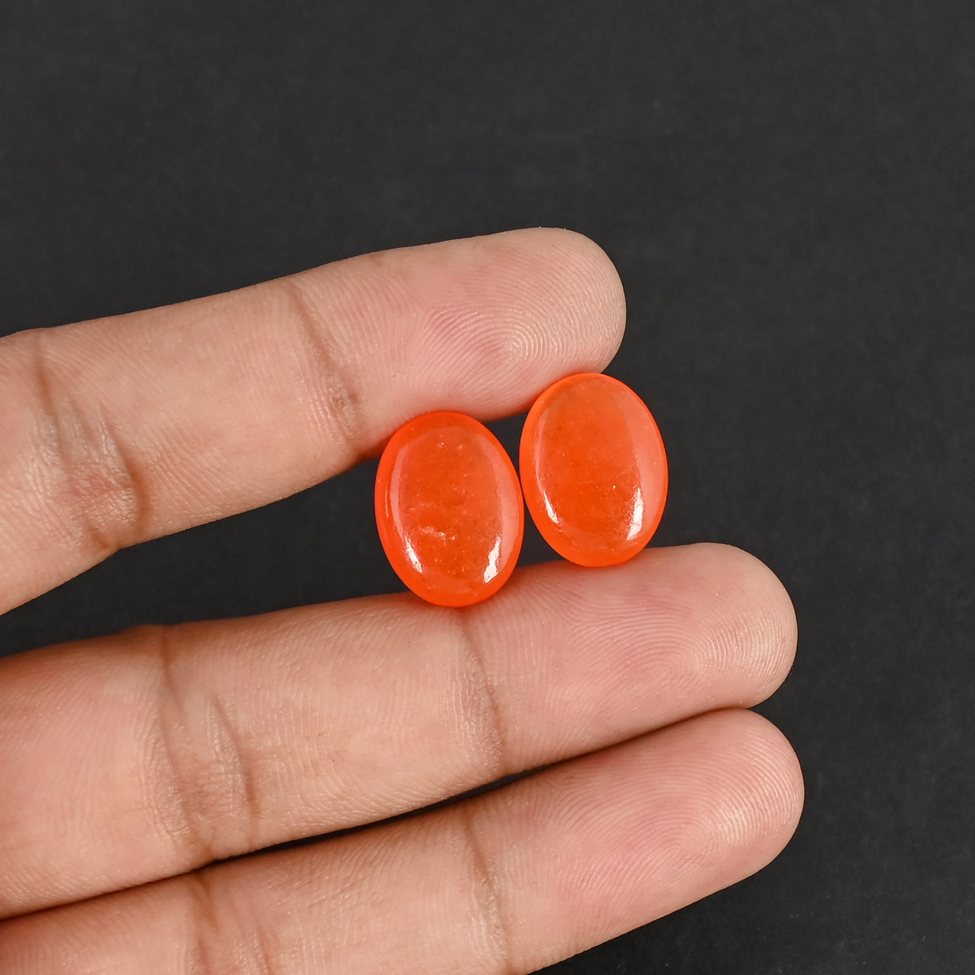 Orange Jade Oval Cabochon Wholesale Lot Loose Gemstone For Jewelry Making Earrings