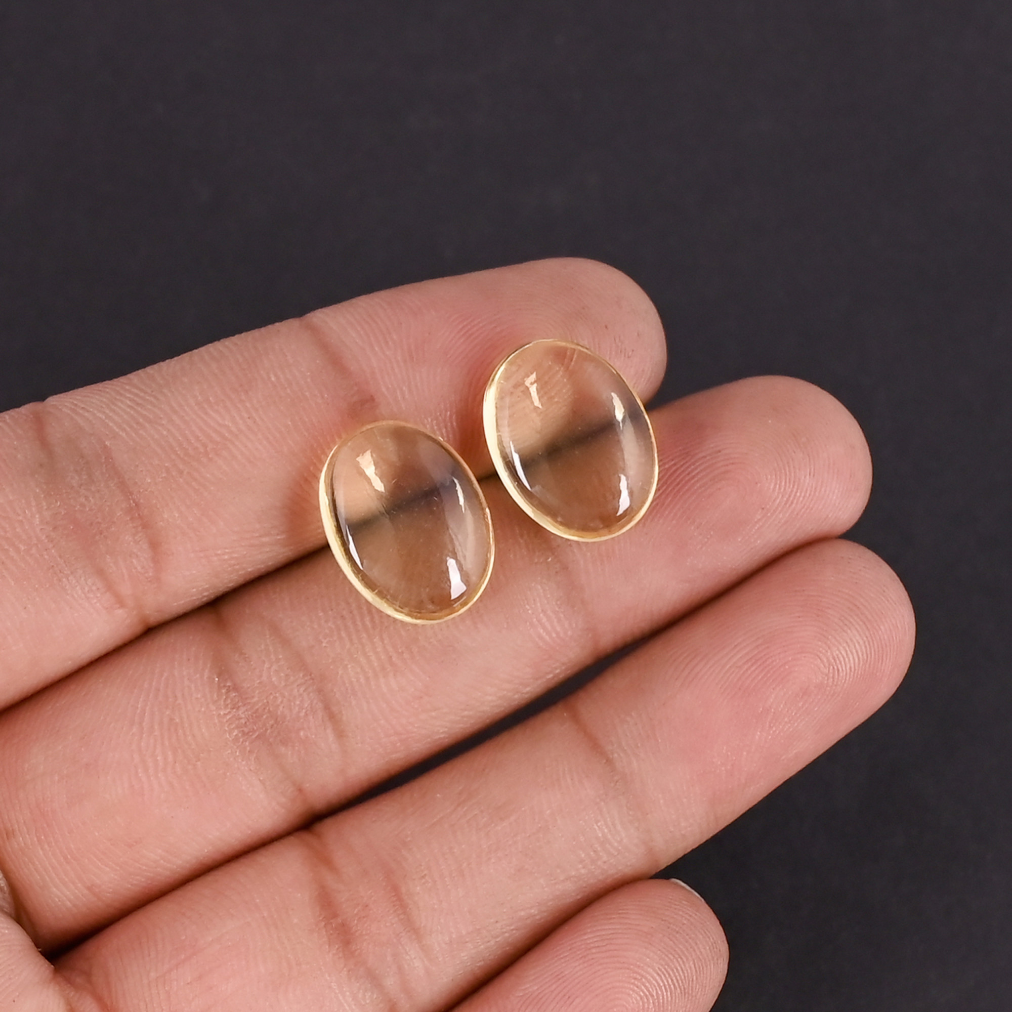 Wholesale Lot Champagne Quartz Loose Oval Cabochon Gemstone Lot Stone For Jewelry Making Ring Earrings