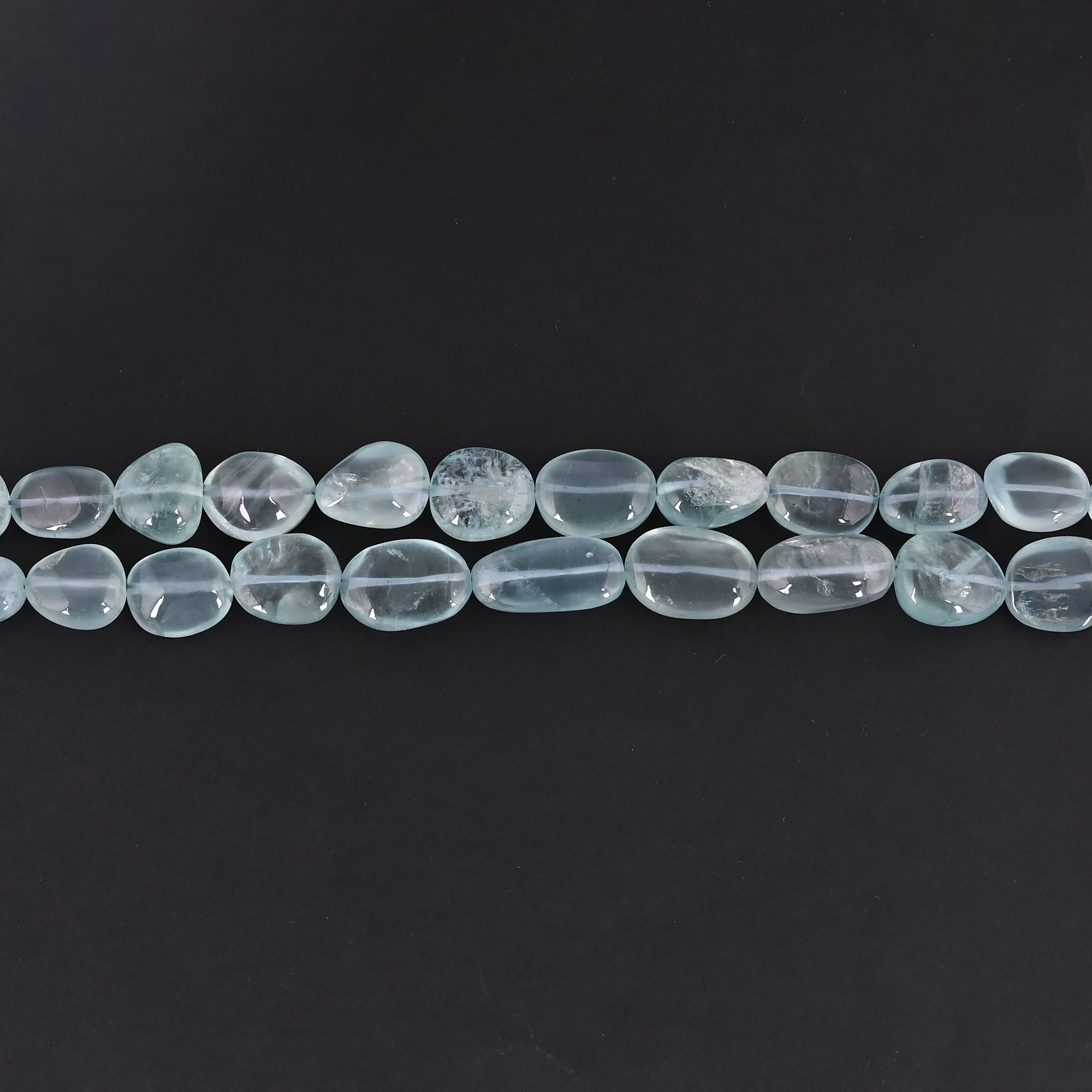 Classic Natural Aquamarine Double Layered Tumble Necklace Unisex Fashion Jewelry