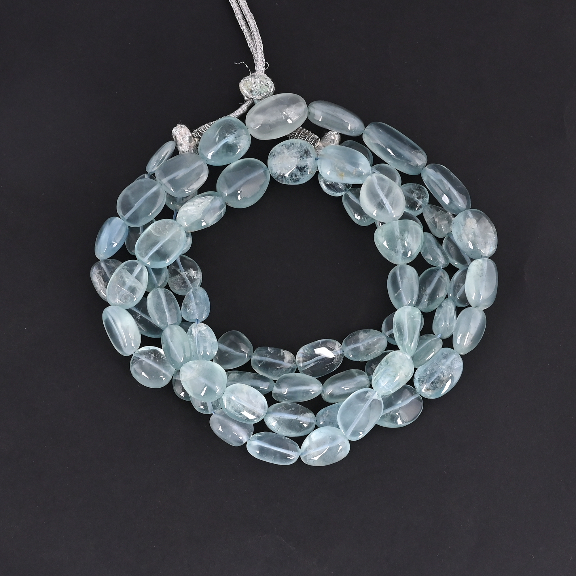 Classic Natural Aquamarine Double Layered Tumble Necklace Unisex Fashion Jewelry