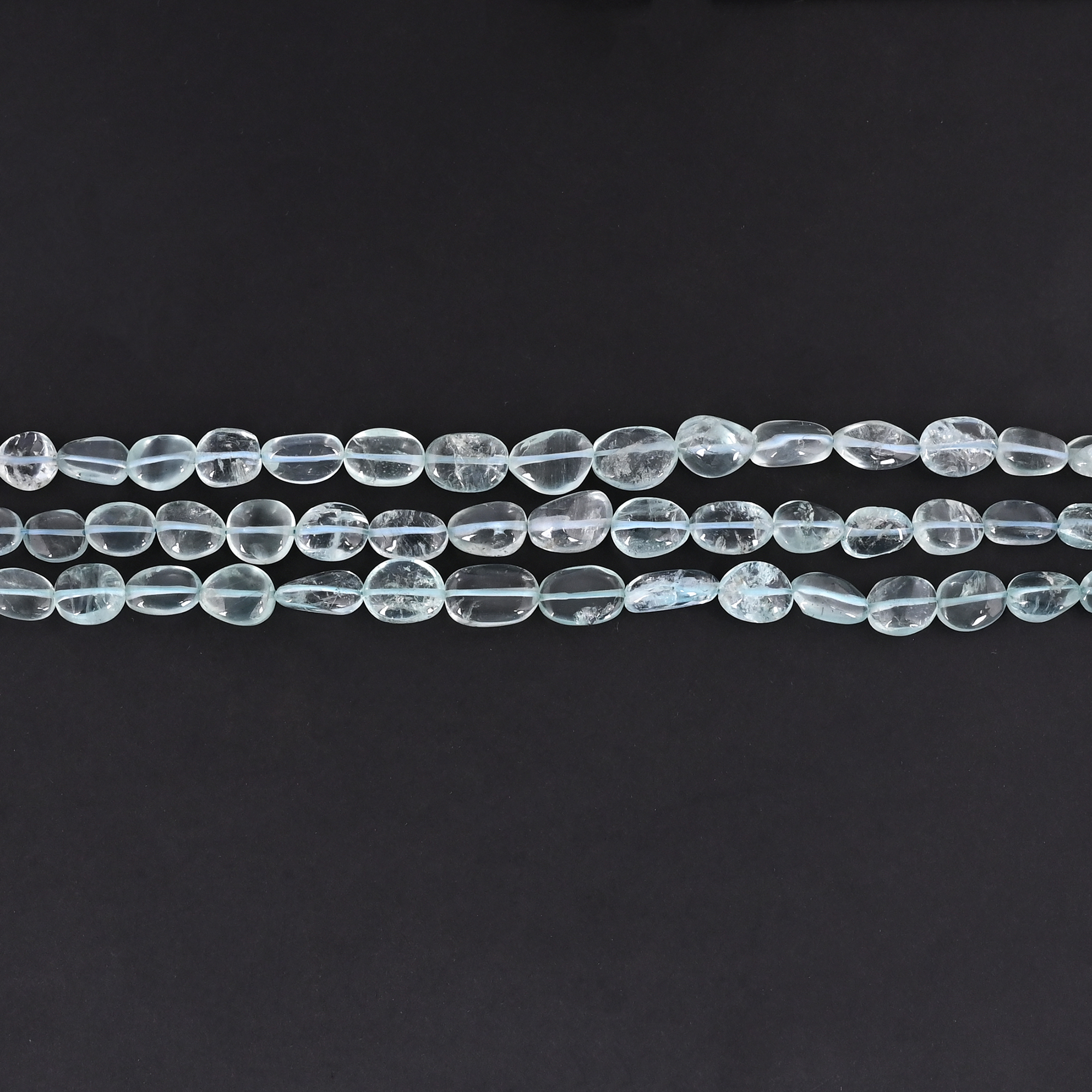 Luxury Multi Layered Natural Aquamarine Gemstone Beaded Statement Necklace Handmade Unisex Jewelry