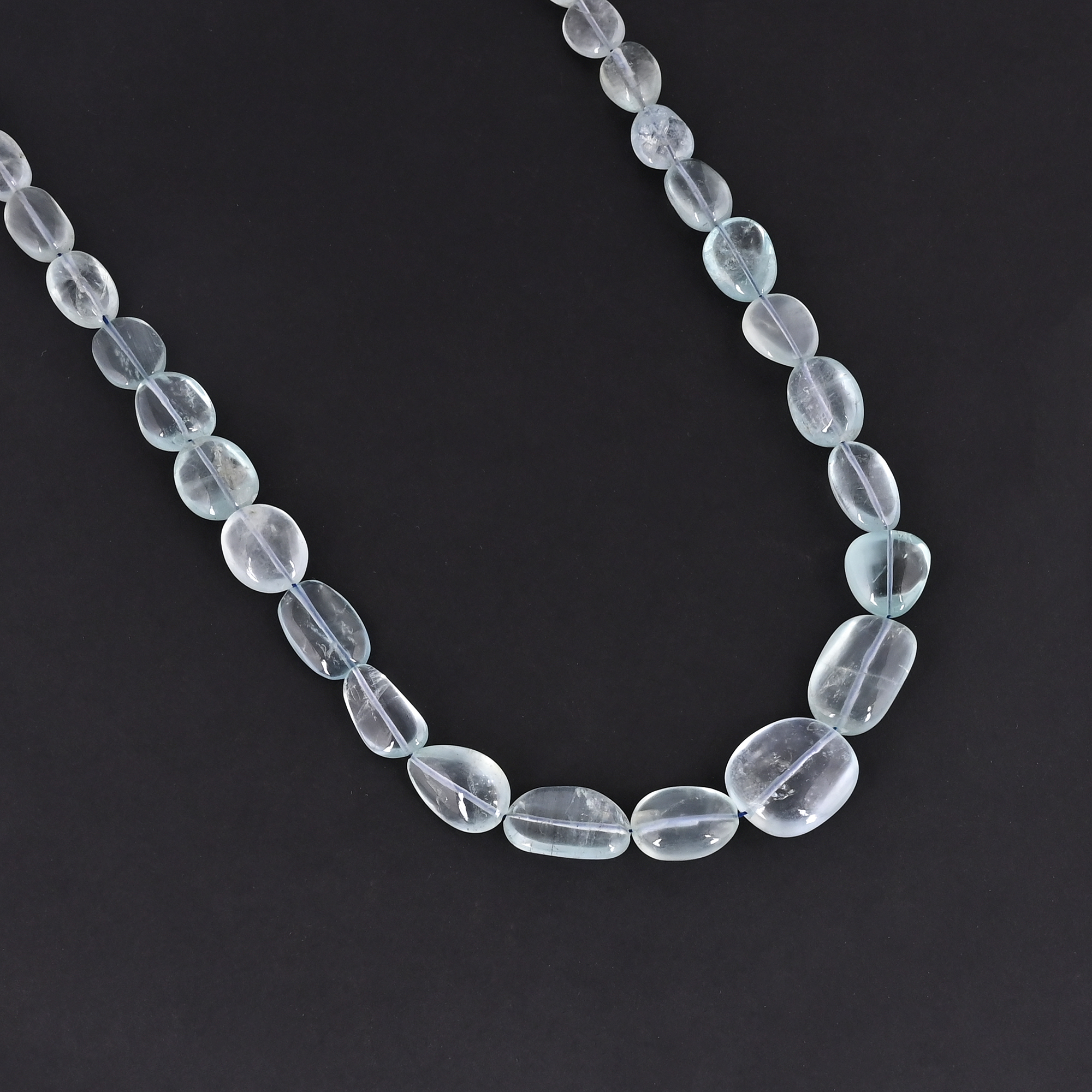 Natural Aquamarine Beaded Necklace Handmade Genuine Gemstone Necklace Wholesale Fashion Jewelry for Women