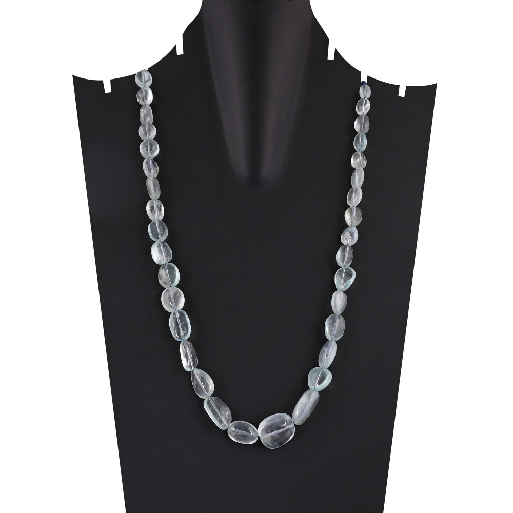 Image of Natural Aquamarine Beaded Necklace Handmade Genuine Gemstone Necklace Wholesale Fashion Jewelry for Women