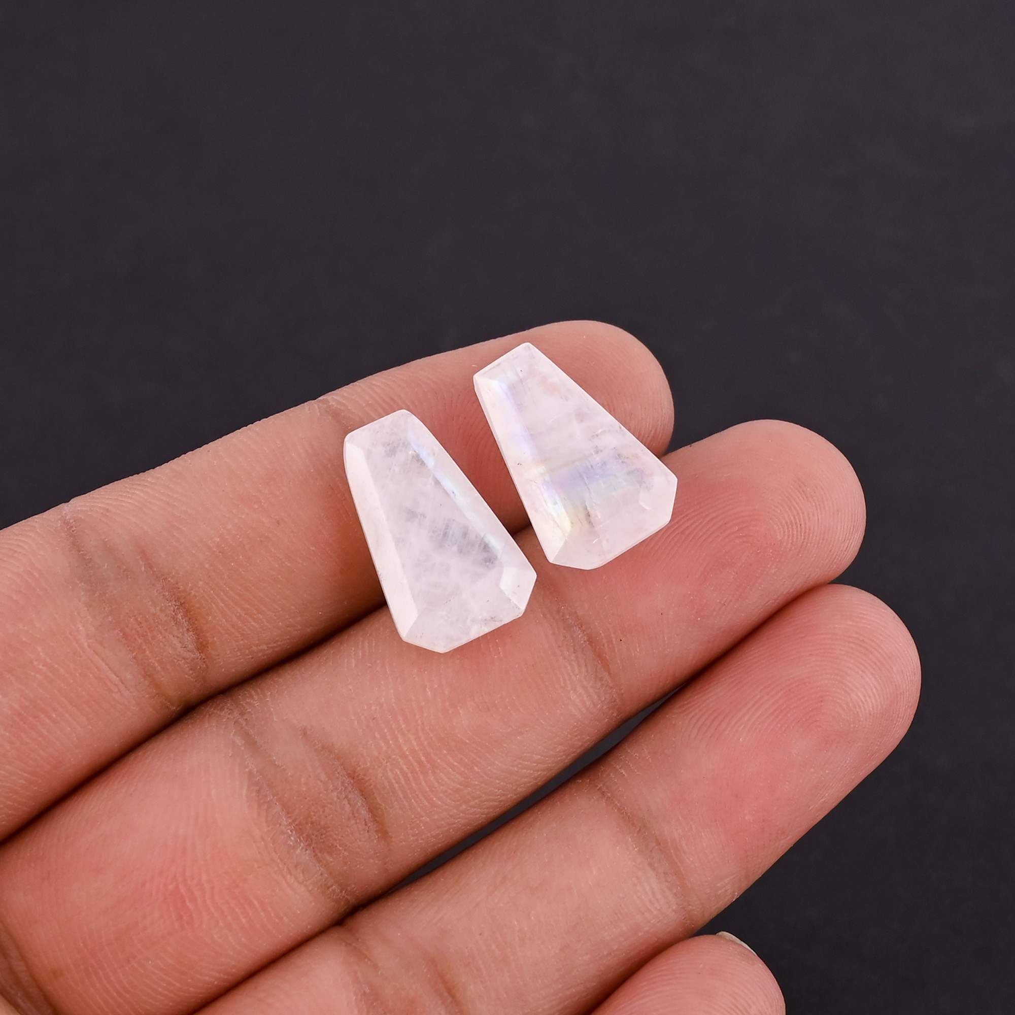 Wholesale Gemstone Lot Rainbow Moonstone Coffin Stone Jewelry Making Stone For Earrings
