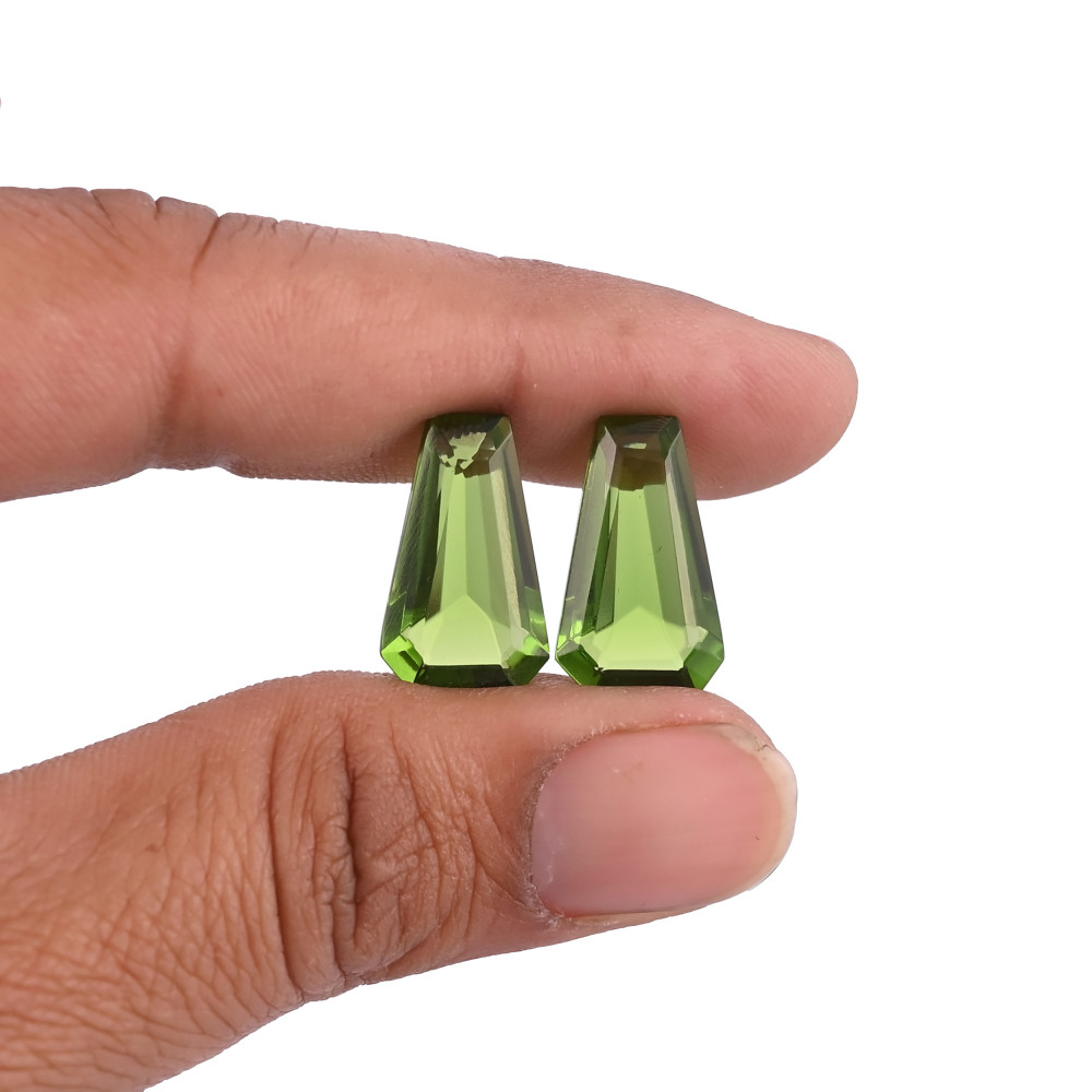 Image of Peridot Hydro Quartz Gemstone Coffin Shape Stone For Jewelry Making Earring Loose Gemstone Handcrafted Stones Wholesale Lot