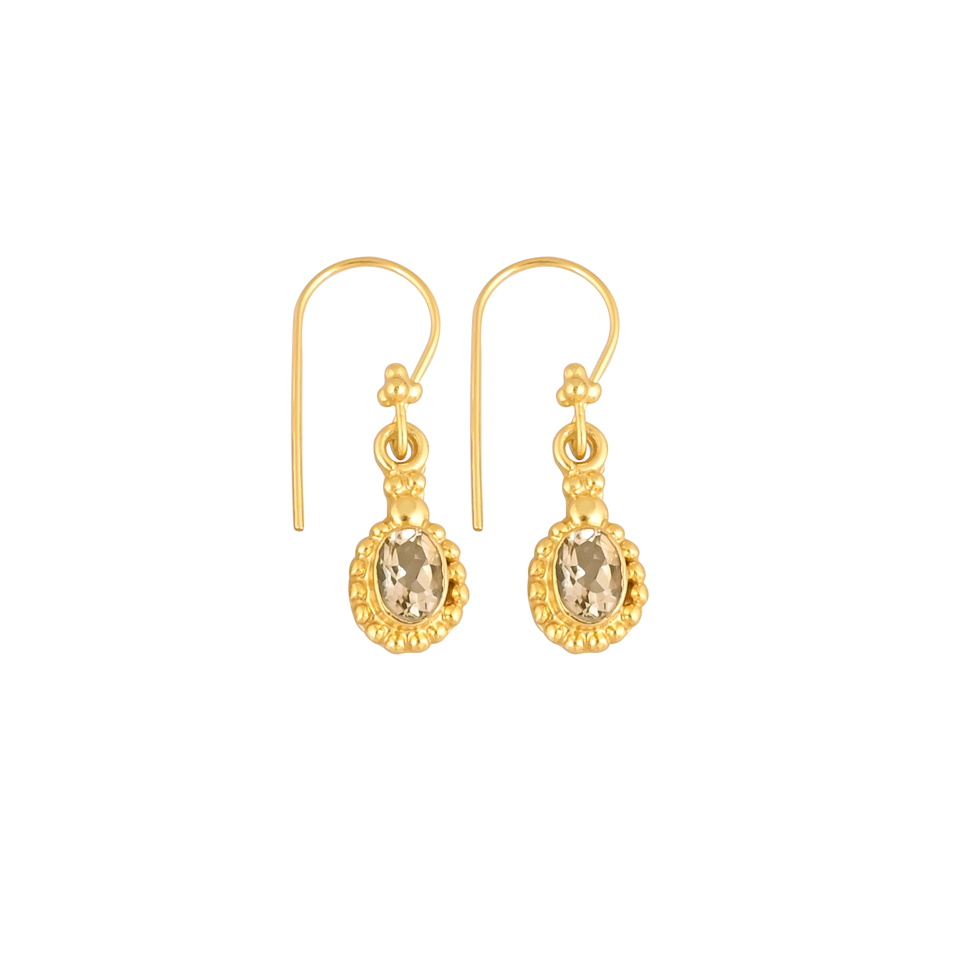 Natural Citrine Dangle 925 Sterling Silver Earrings 38 gram 30 mm Oval Gold Plated Earring for Women  1 Pair