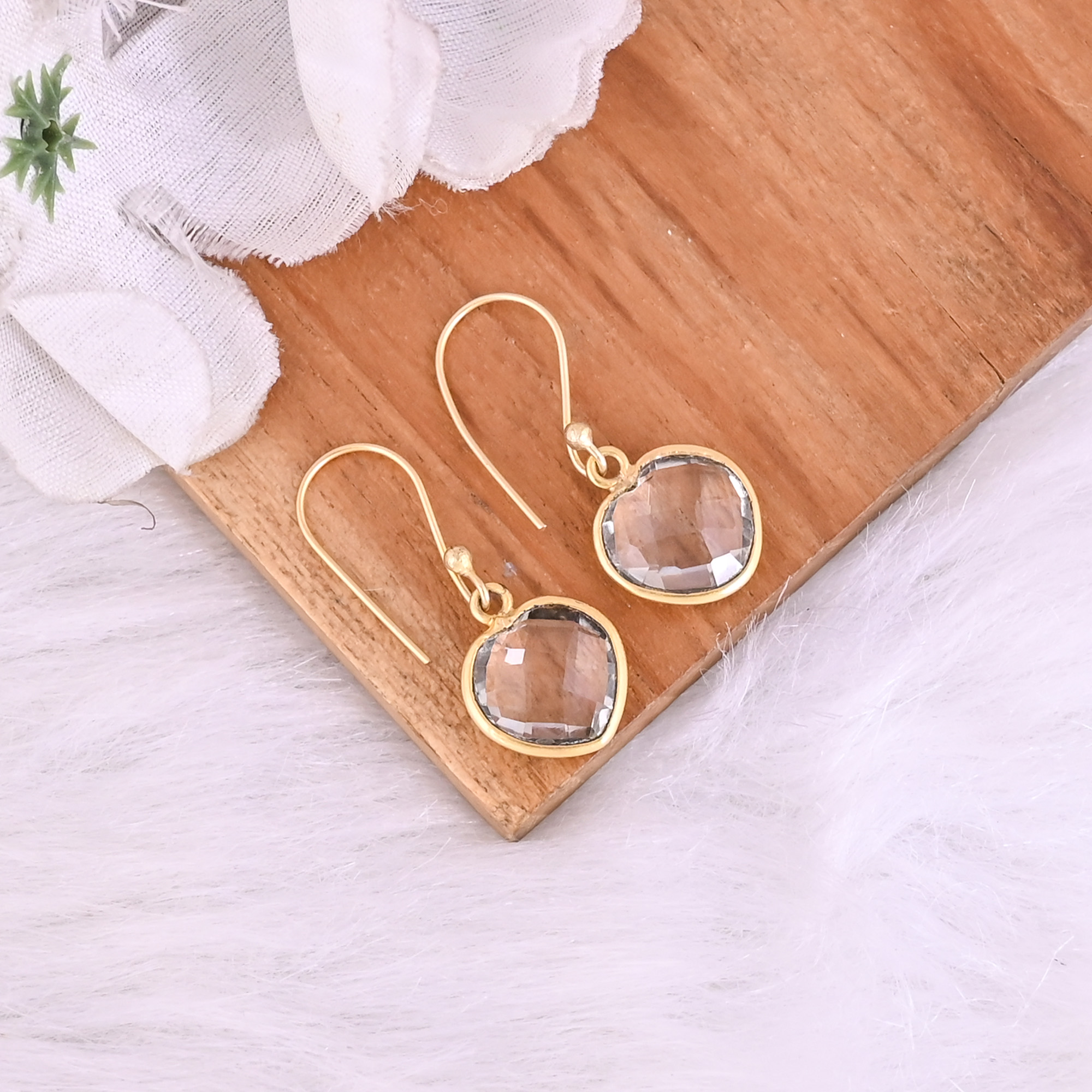 Natural Green Amethyst Dangle 925 Sterling Silver Earrings 26 gram 30 mm Heart Gold Plated Earring for Women  1 Pair