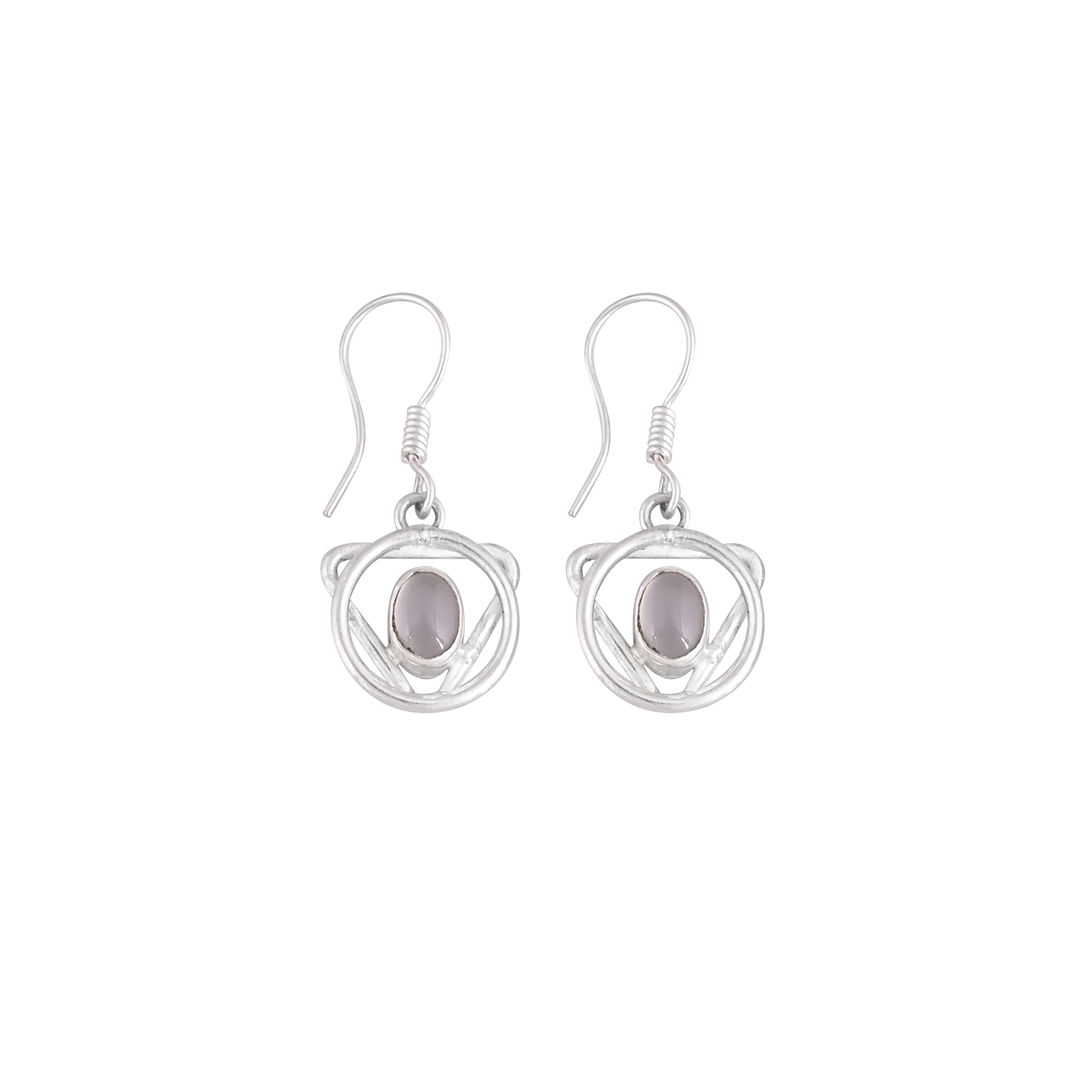 Natural White Moonstone Dangle Brass Earrings 39 gram 30 mm Oval Gemstone Silver Plated Earring for Women 1 Pair