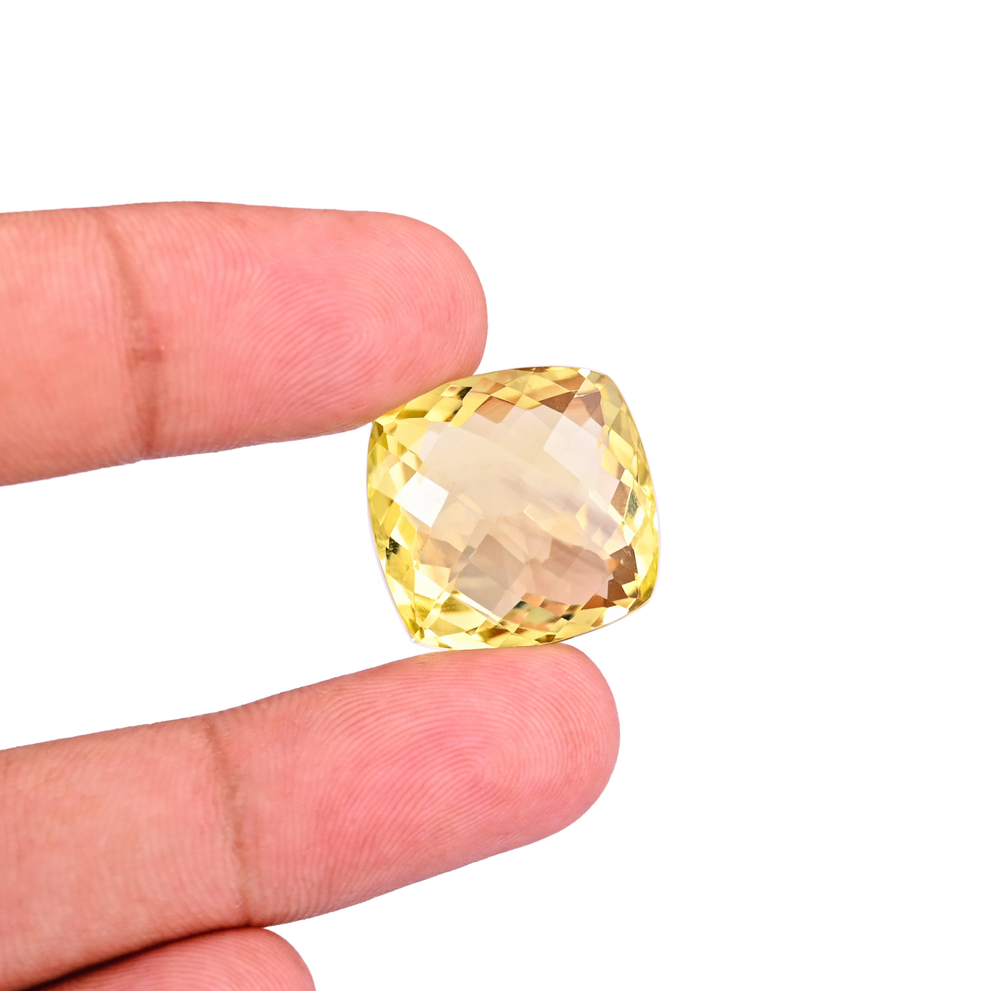 Natural Lemon Quartz 18X18MM Normal Square Checker Cut 32Cts 1Piece Gemstone For Making Jewelry