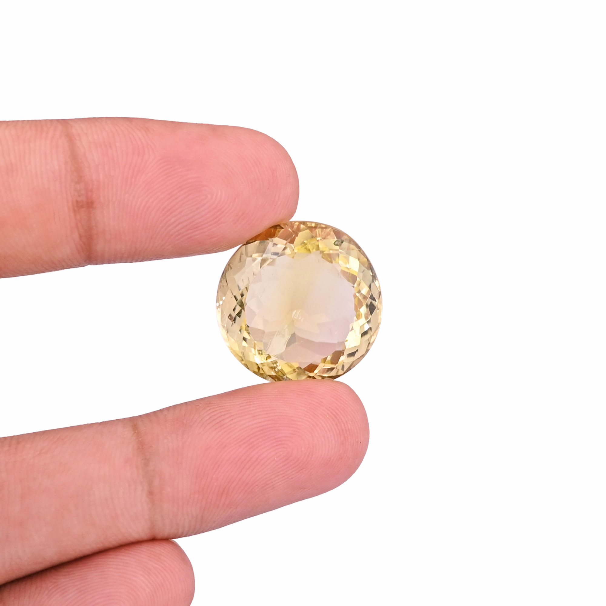 Natural Lemon Quartz 19MM Round Checker Cut 2405Cts 1Piece Gemstone For Making Jewelry