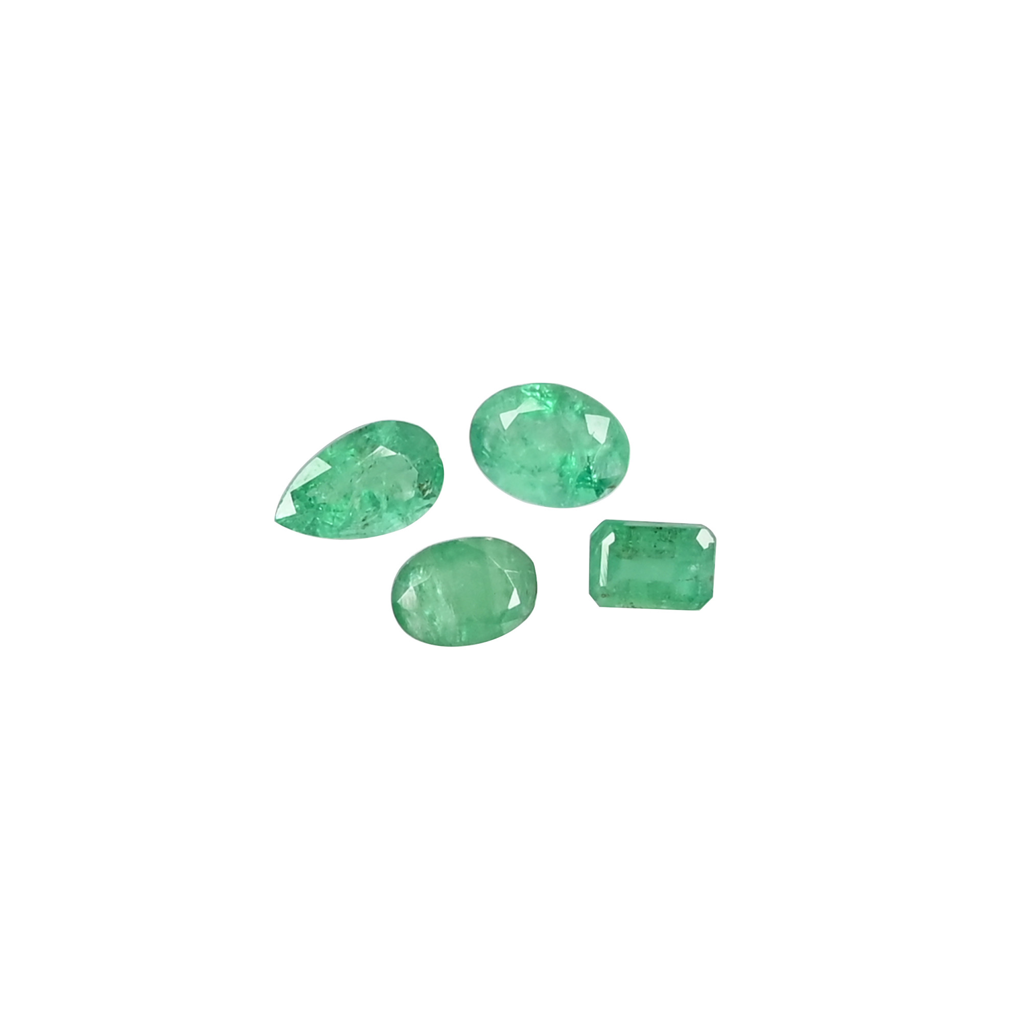 4 Pc Natural Zambia Emerald 6x4mm to 9x5mm Loose Gemstone 510 cts Mix Shape Lot Oval Pear Emerald Stone For Jewelry Making