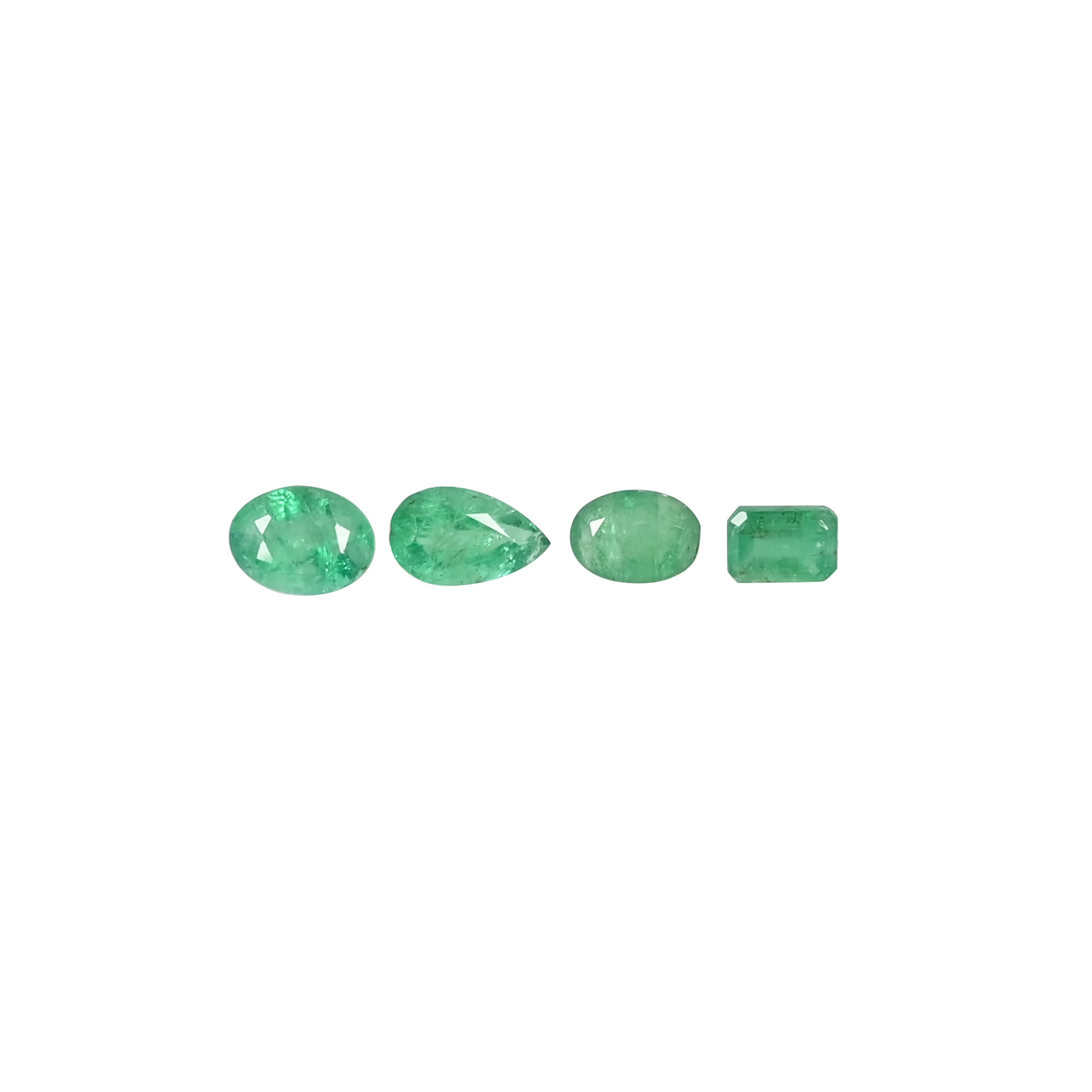 4 Pc Natural Zambia Emerald 6x4mm to 9x5mm Loose Gemstone 510 cts Mix Shape Lot Oval Pear Emerald Stone For Jewelry Making