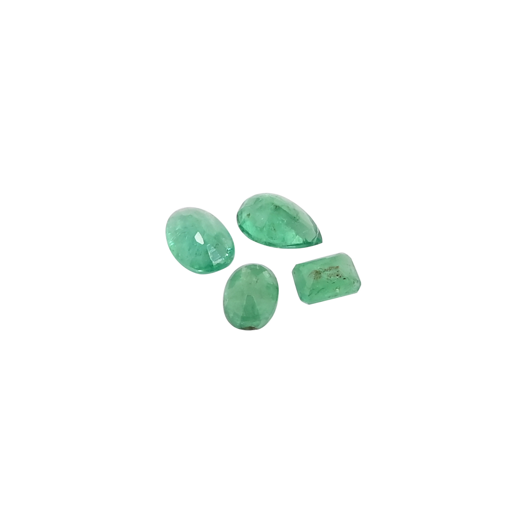 4 Pc Natural Zambia Emerald 6x4mm to 9x5mm Loose Gemstone 510 cts Mix Shape Lot Oval Pear Emerald Stone For Jewelry Making