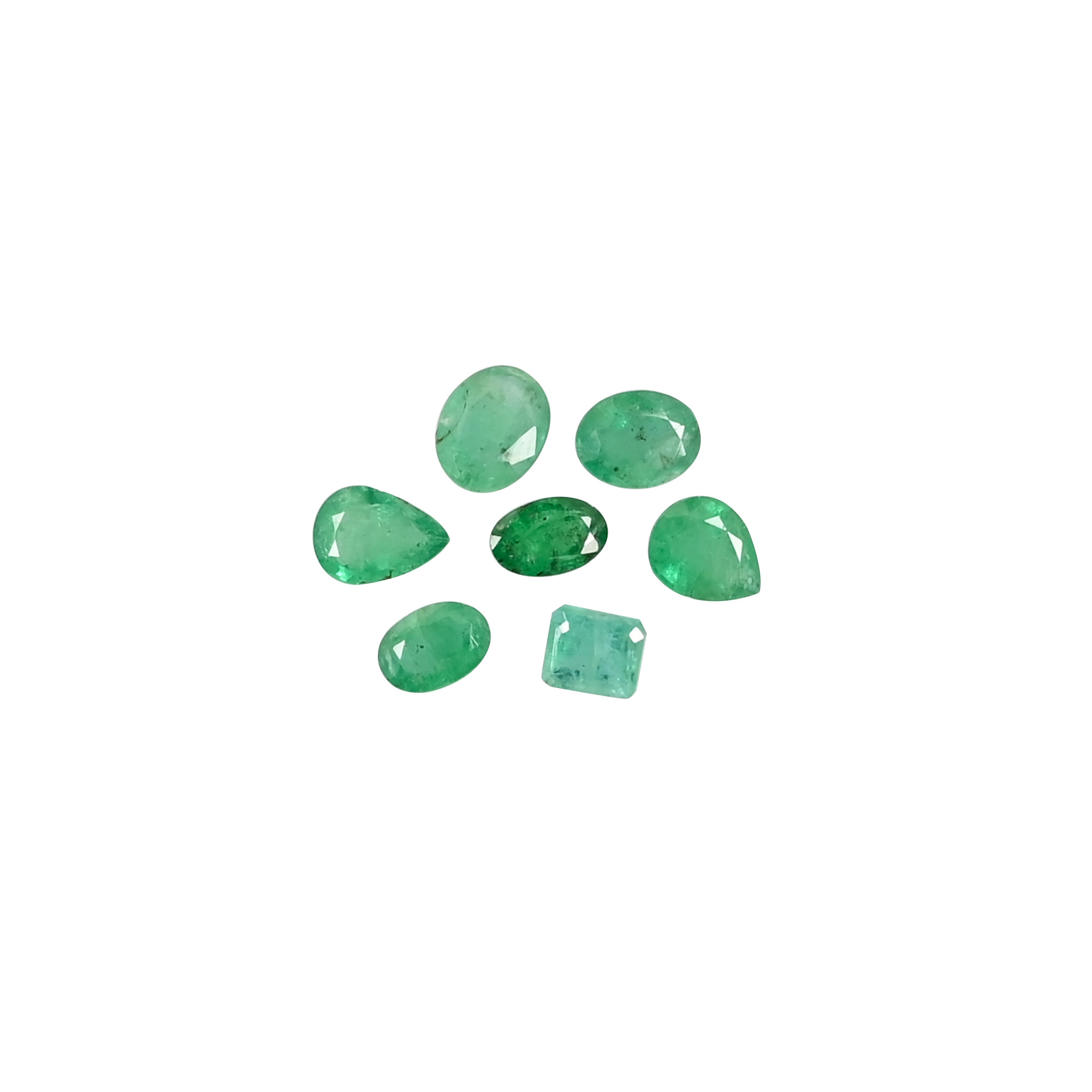 7 Pcs Wholesale Lot Natural Zambia Emerald 4x5mm to 6x7mm Loose Gemstone 505 cts Mix Shape Lot For Jewelry Making