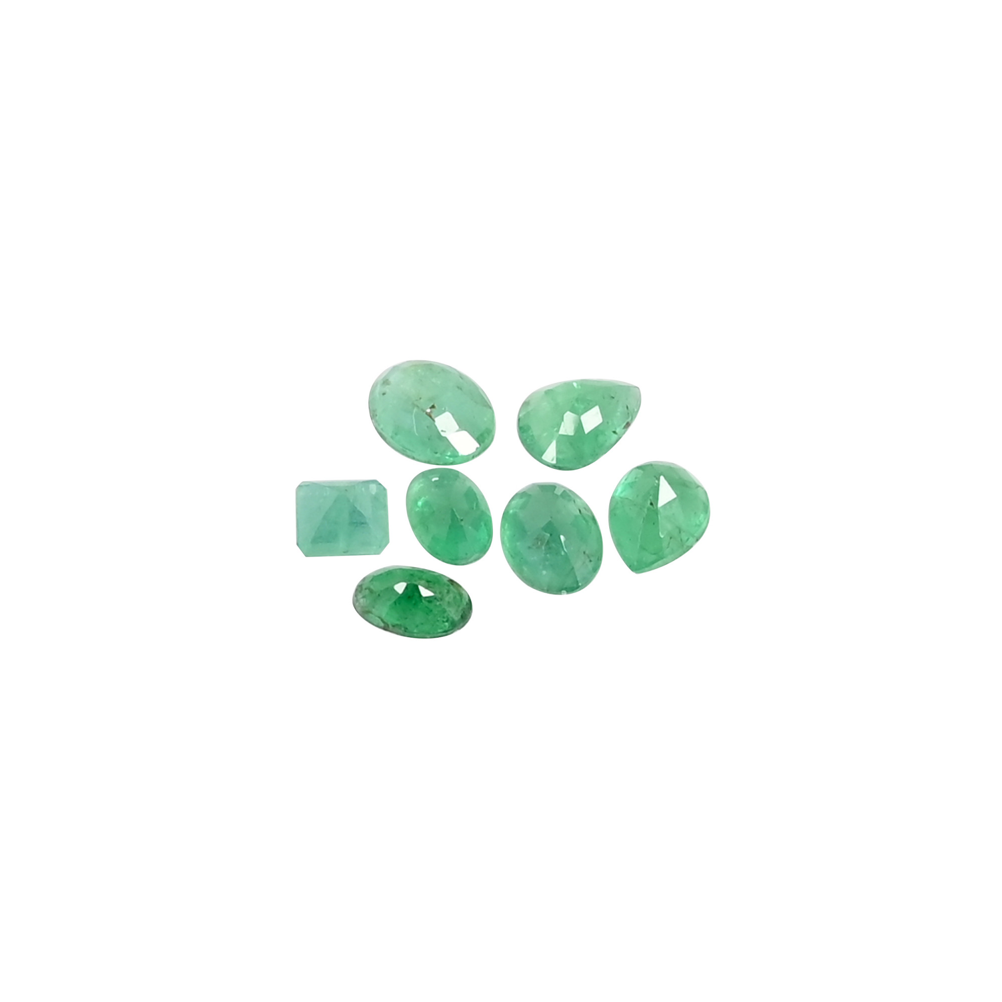 7 Pcs Wholesale Lot Natural Zambia Emerald 4x5mm to 6x7mm Loose Gemstone 505 cts Mix Shape Lot For Jewelry Making