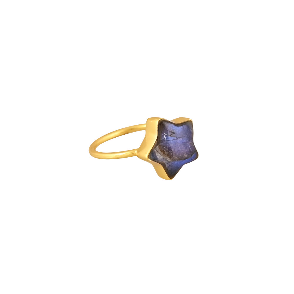 Image of Natural Labradorite Gemstone Ring in Gold Plated | 925 Sterling Silver