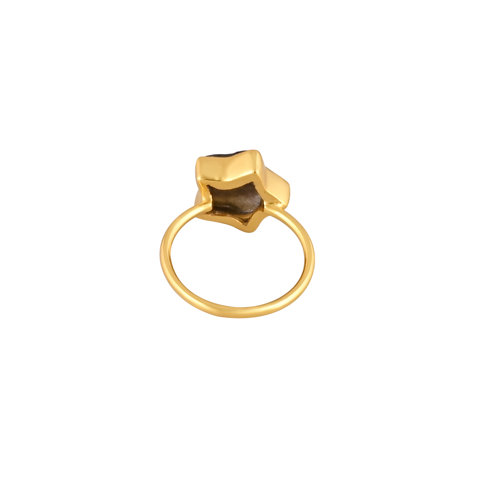 Natural Labradorite Gemstone Ring in Gold Plated 925 Sterling Silver