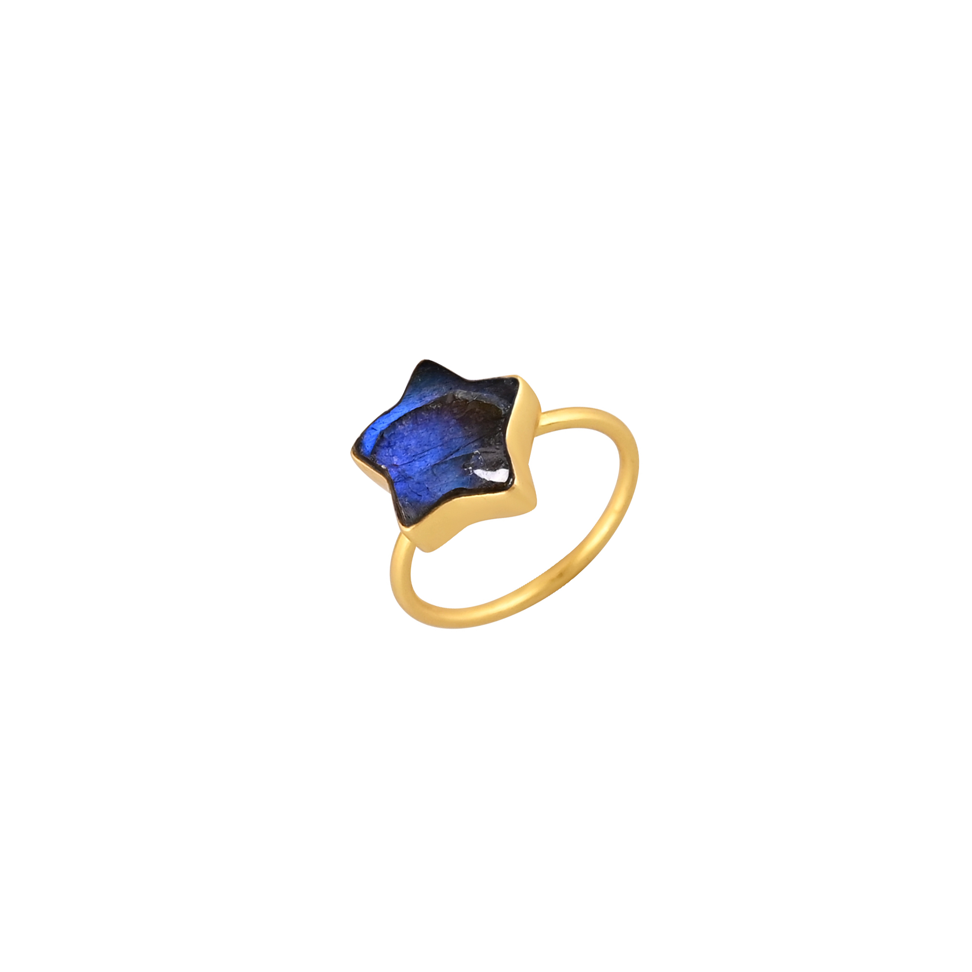 Natural Labradorite Gemstone Ring in Gold Plated  925 Sterling Silver