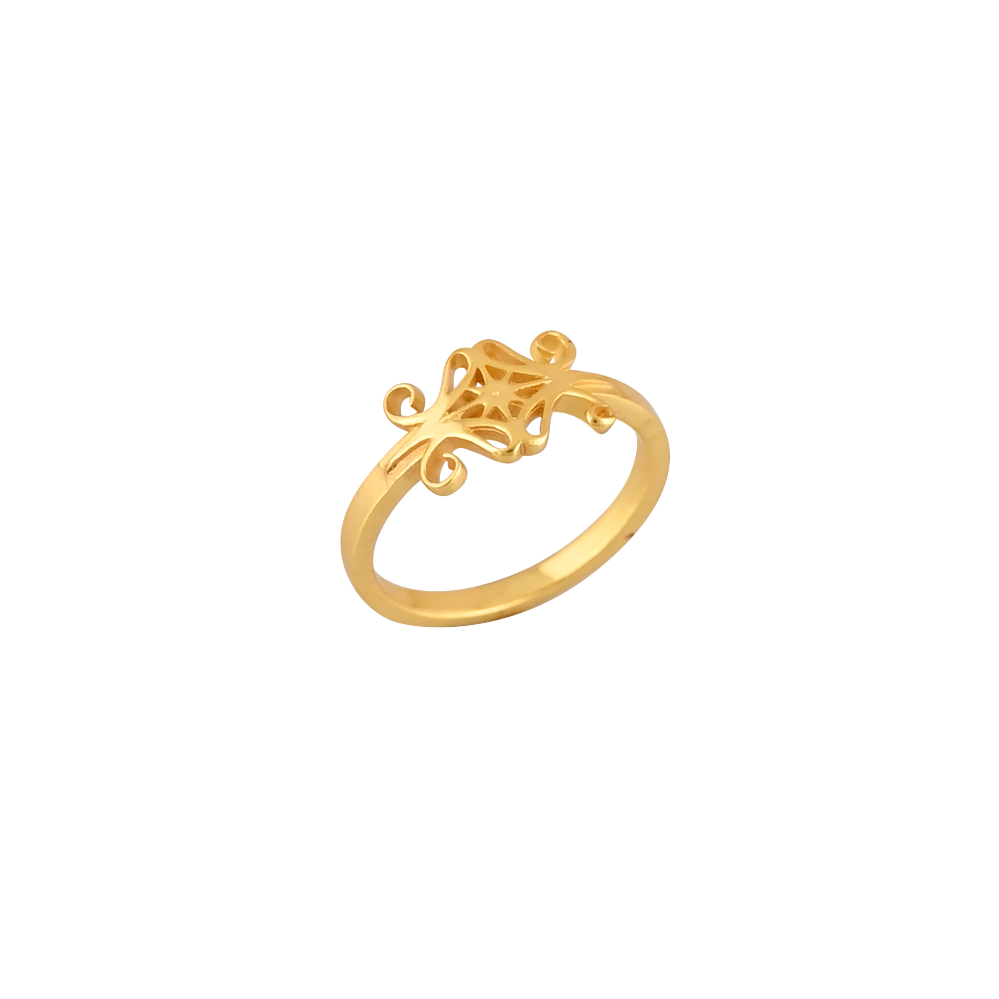 Polished Gold Plated Silver Ring 925 Sterling Silver