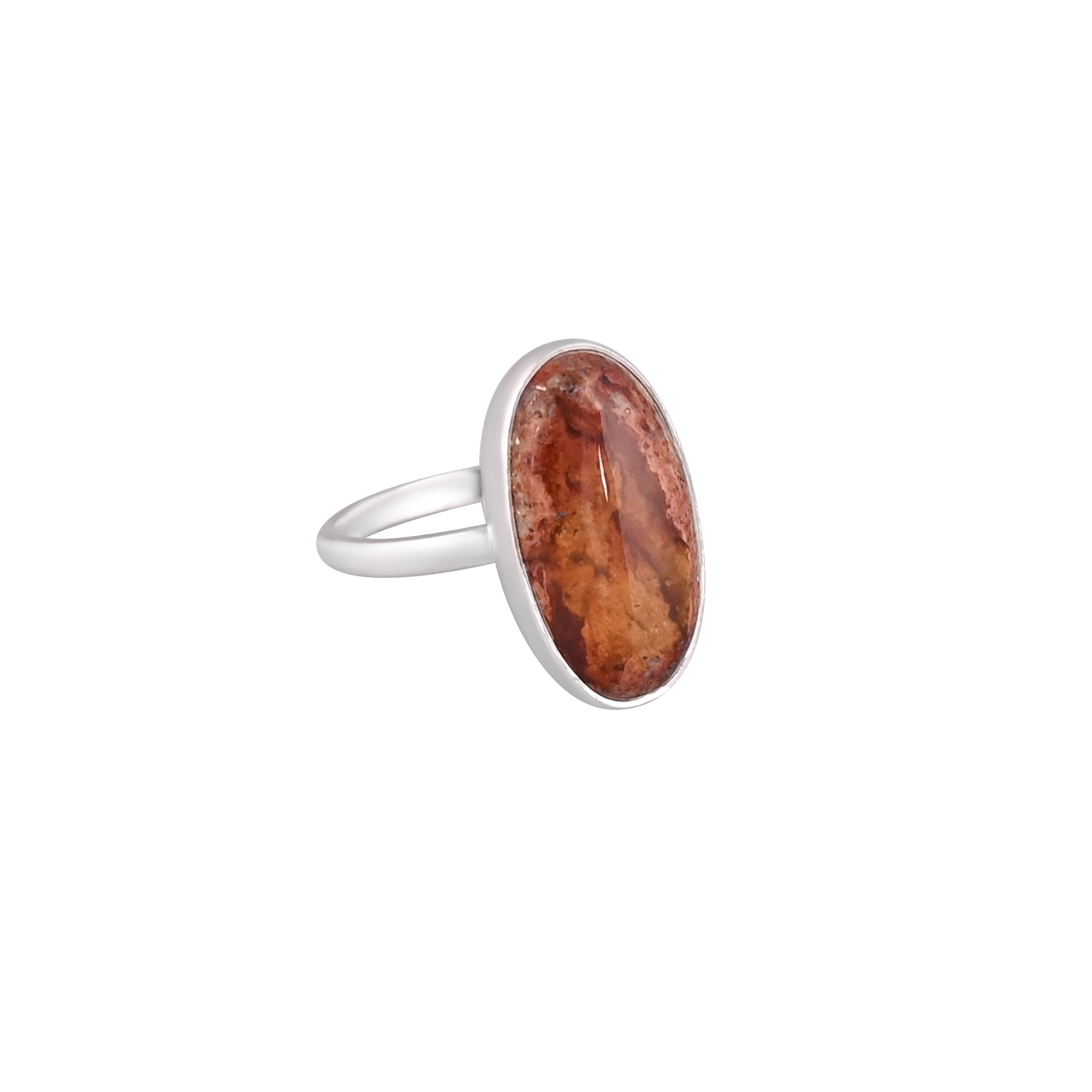 Natural Fire Opal Gemstone Vintage Style Ring  925 Sterling Silver