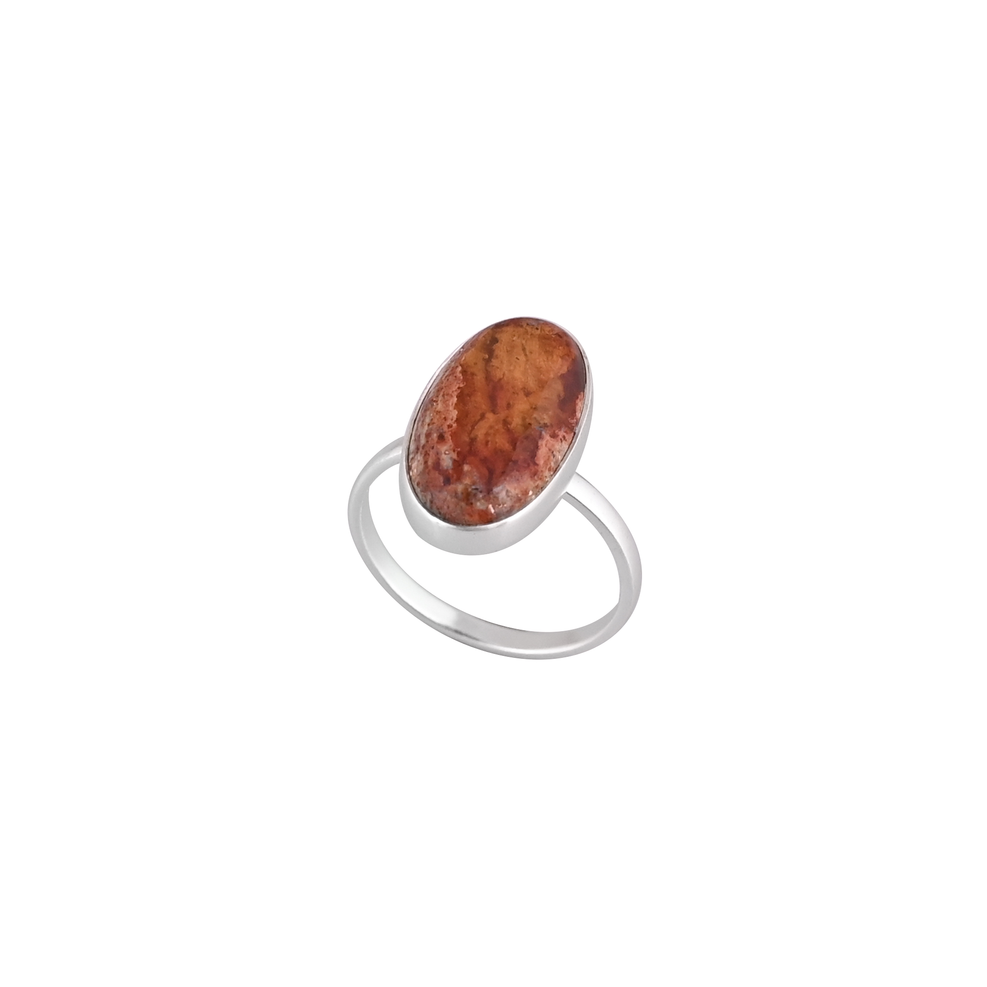 Natural Fire Opal Gemstone Vintage Style Ring  925 Sterling Silver