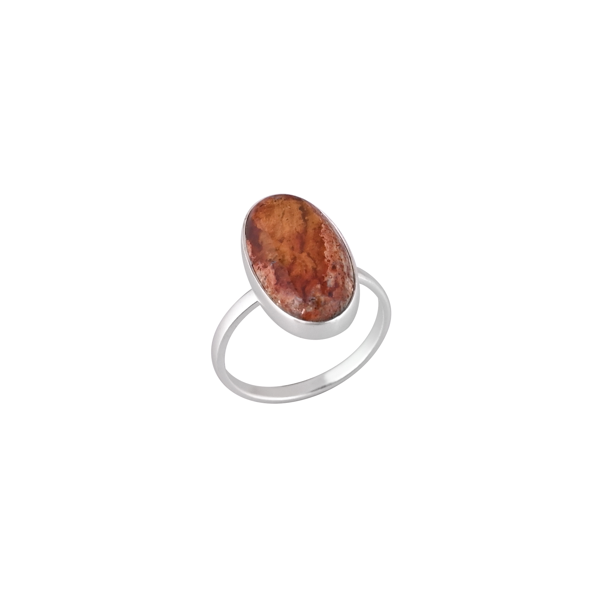 Natural Fire Opal Gemstone Vintage Style Ring 925 Sterling Silver