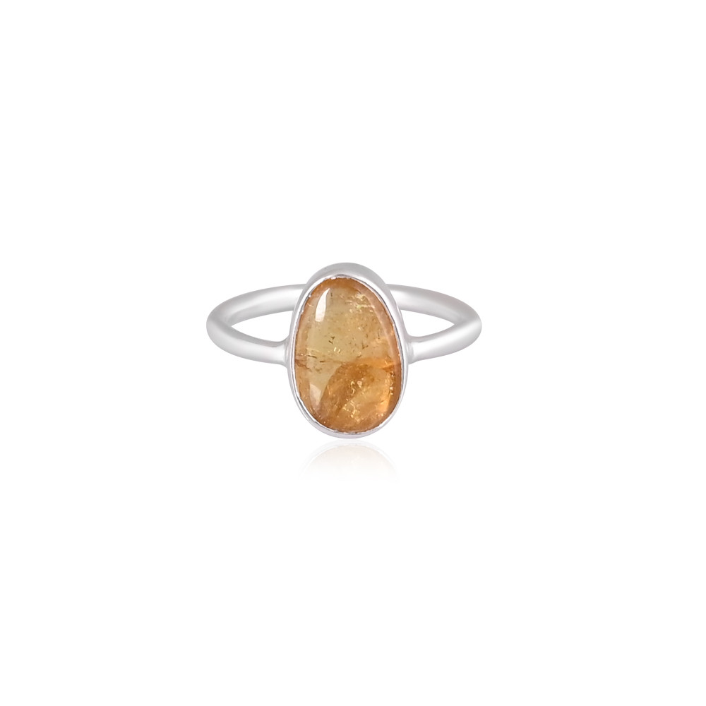Image of Natural Citrine Gemstone One Stone Ring | 925 Sterling Silver